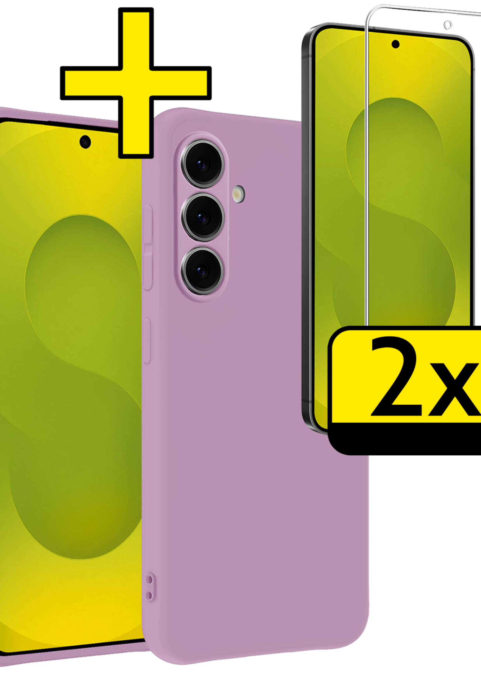 LUQ LUQ Samsung Galaxy S25 FE Hoesje Siliconen Met 2x Screenprotector - Lila