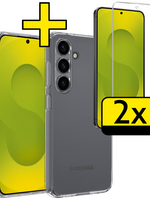 LUQ LUQ Samsung Galaxy S25 FE Hoesje Siliconen Met 2x Screenprotector - Transparant