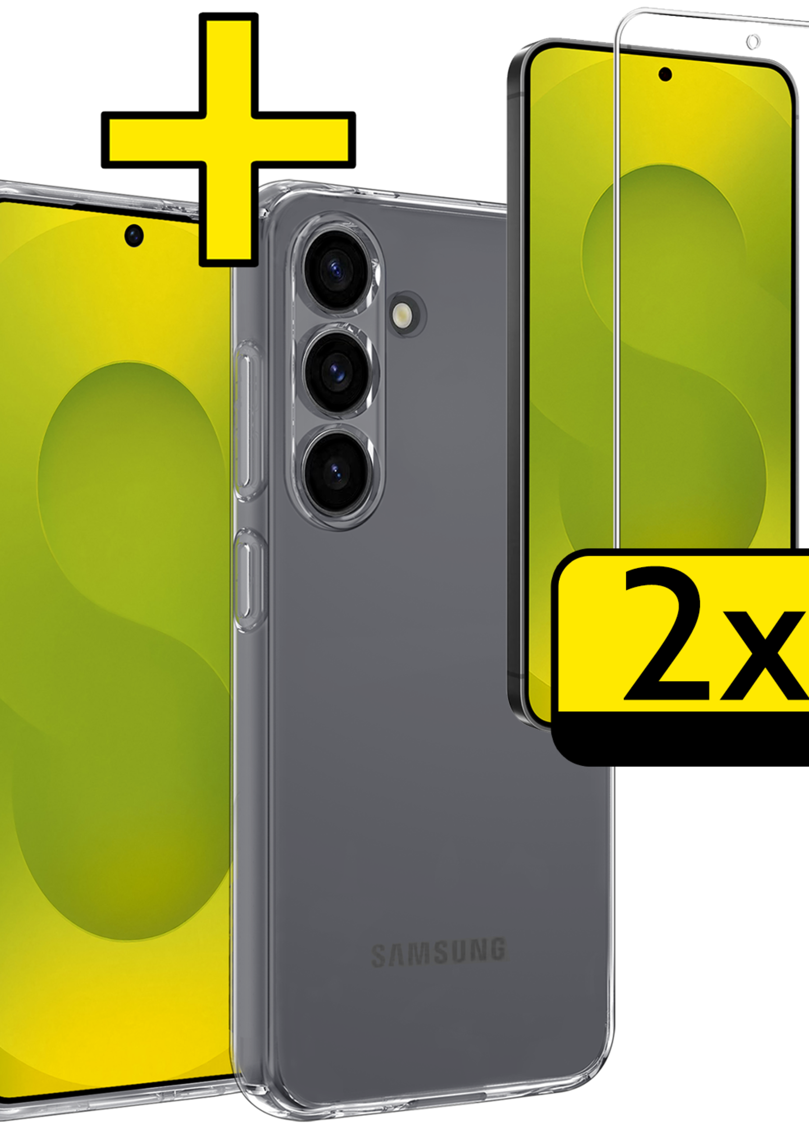 LUQ LUQ Samsung Galaxy S25 FE Hoesje Siliconen Met 2x Screenprotector - Transparant