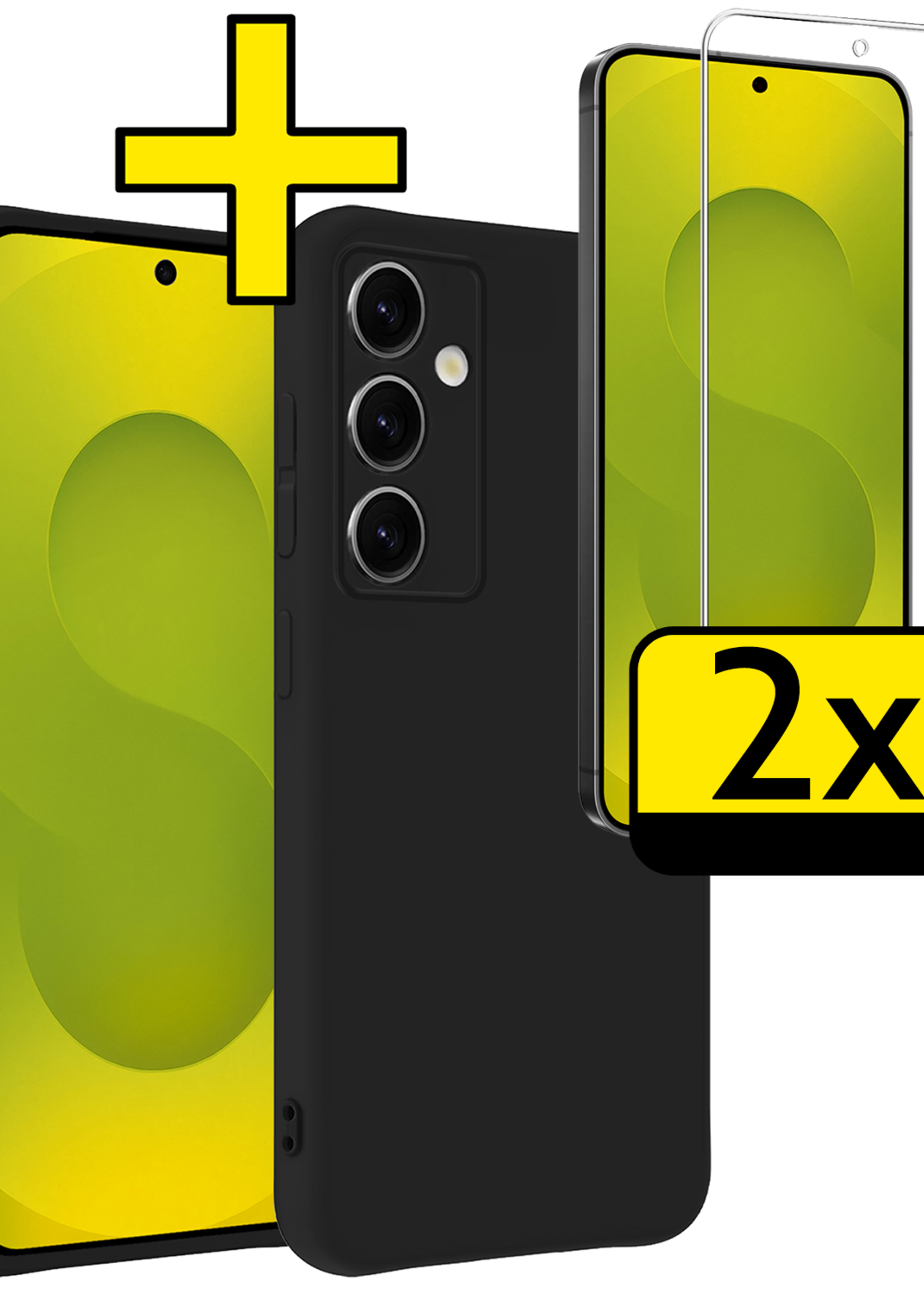 LUQ LUQ Samsung Galaxy S25 FE Hoesje Siliconen Met 2x Screenprotector - Zwart