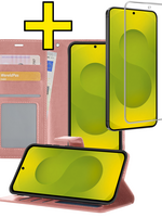 LUQ LUQ Samsung Galaxy S25 FE Hoesje Bookcase Met Screenprotector - Rose Goud