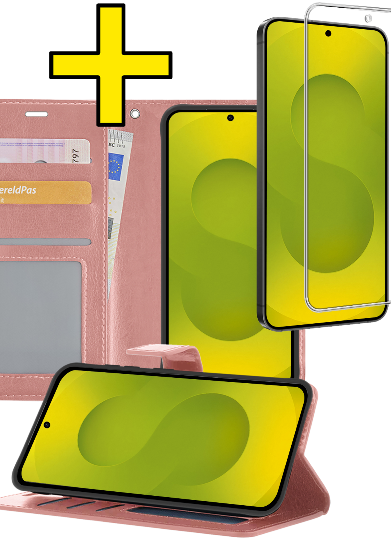 LUQ LUQ Samsung Galaxy S25 FE Hoesje Bookcase Met Screenprotector - Rose Goud