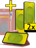 LUQ LUQ Samsung Galaxy S25 FE Hoesje Bookcase Met 2x Screenprotector - Rose Goud