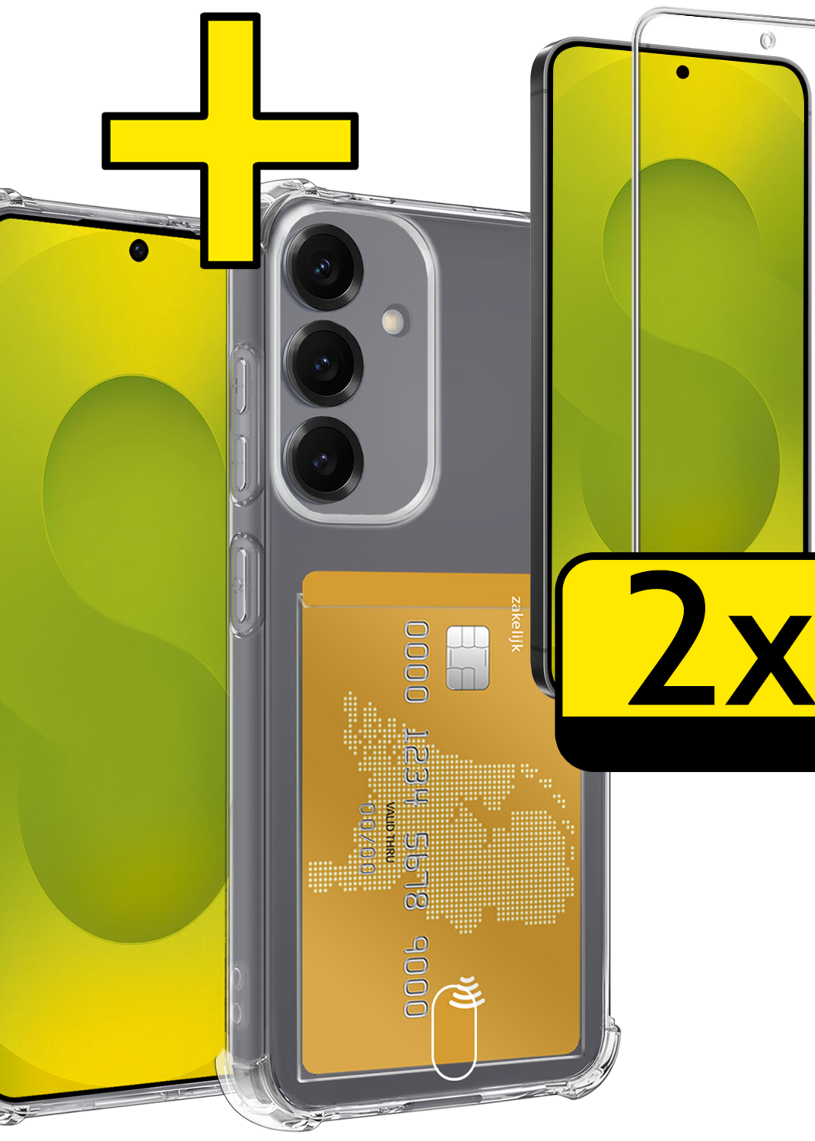 LUQ LUQ Samsung Galaxy S25 FE Hoesje Pashouder Met 2x Screenprotector