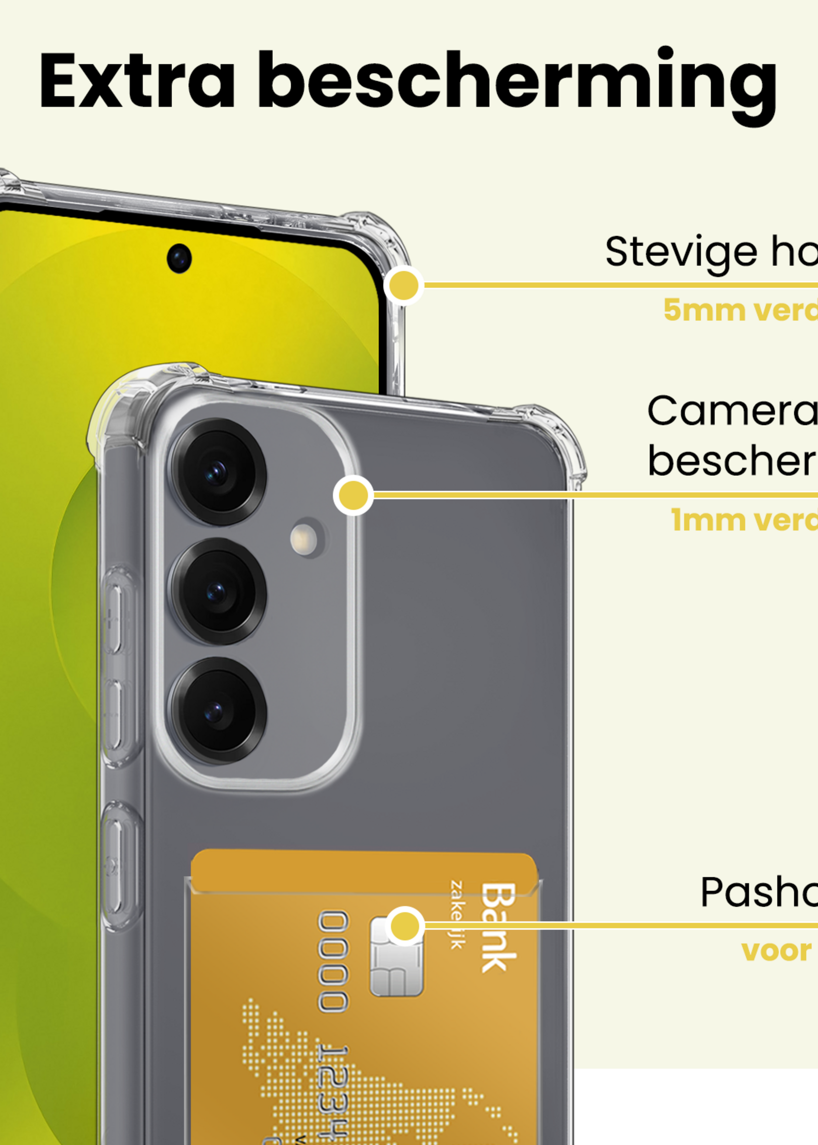 LUQ LUQ Samsung Galaxy S25 FE Hoesje Pashouder Met 2x Screenprotector