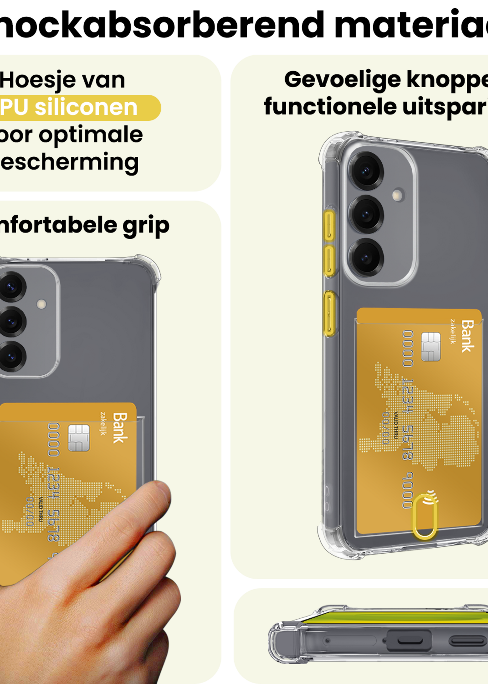 LUQ LUQ Samsung Galaxy S25 FE Hoesje Pashouder Met 2x Screenprotector