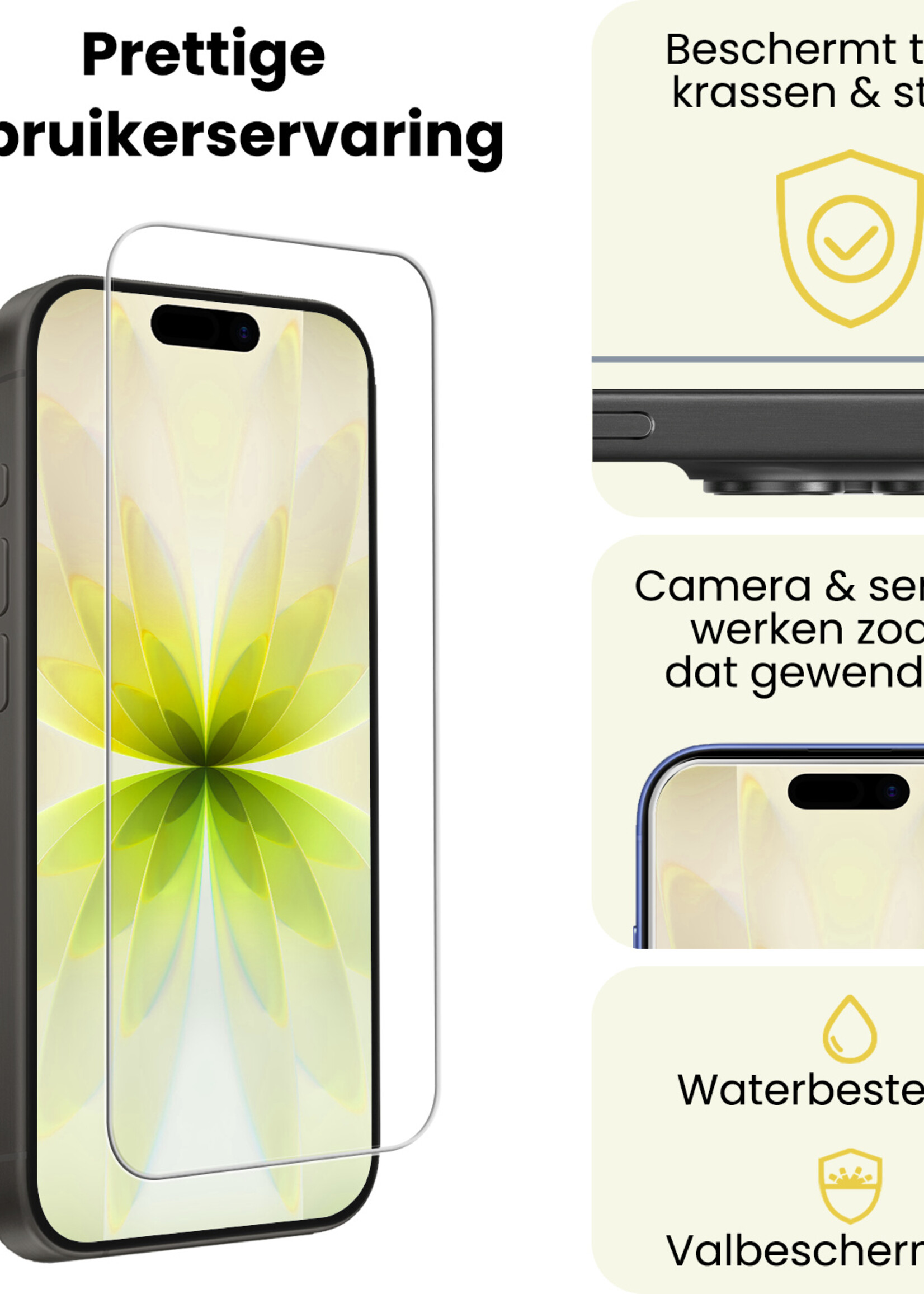 LUQ LUQ iPhone 17 Screenprotector Glas Met Dichte Notch - 2 PACK