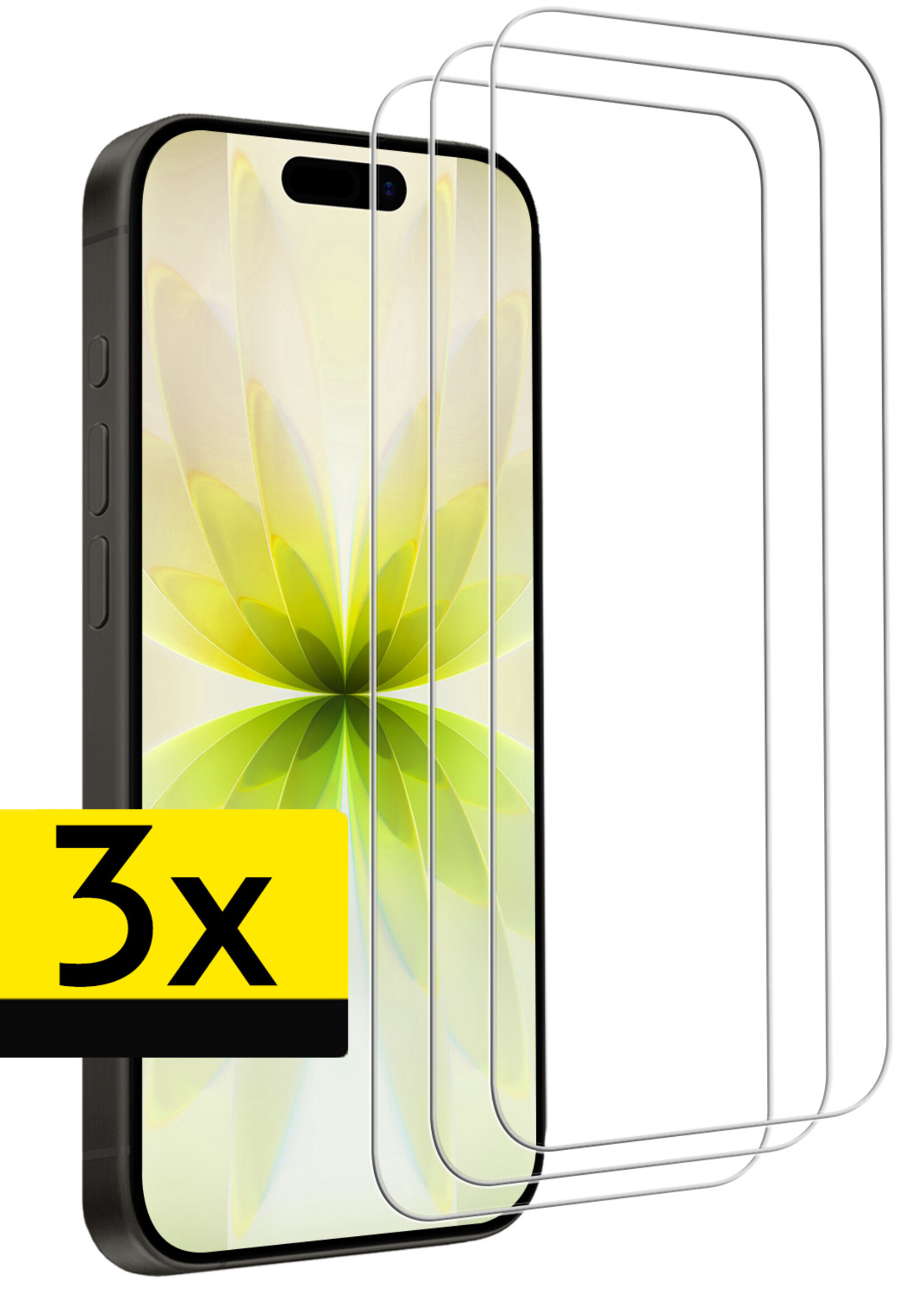 LUQ LUQ iPhone 17 Screenprotector Glas Met Dichte Notch - 3 PACK