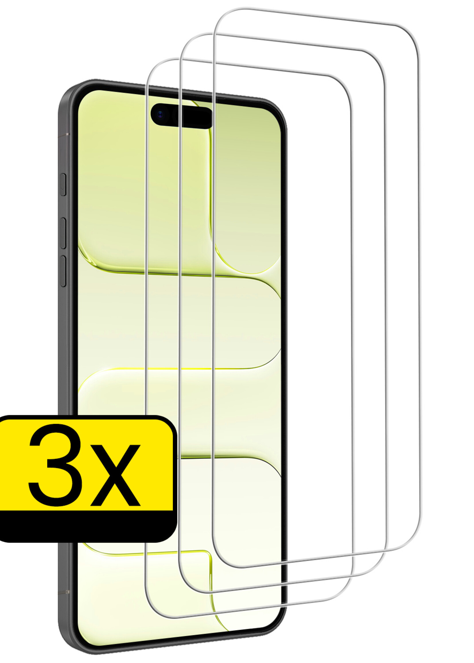 LUQ LUQ iPhone Air Screenprotector Glas Met Dichte Notch - 3 PACK
