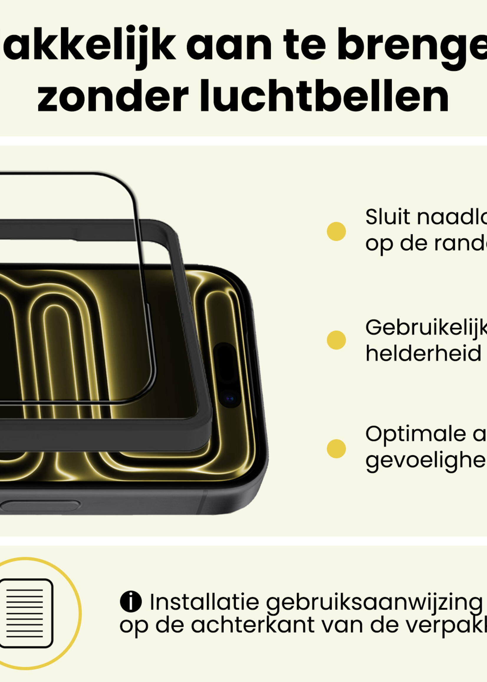 LUQ LUQ iPhone 17 Pro Screenprotector Met Installatieframe - 3 PACK