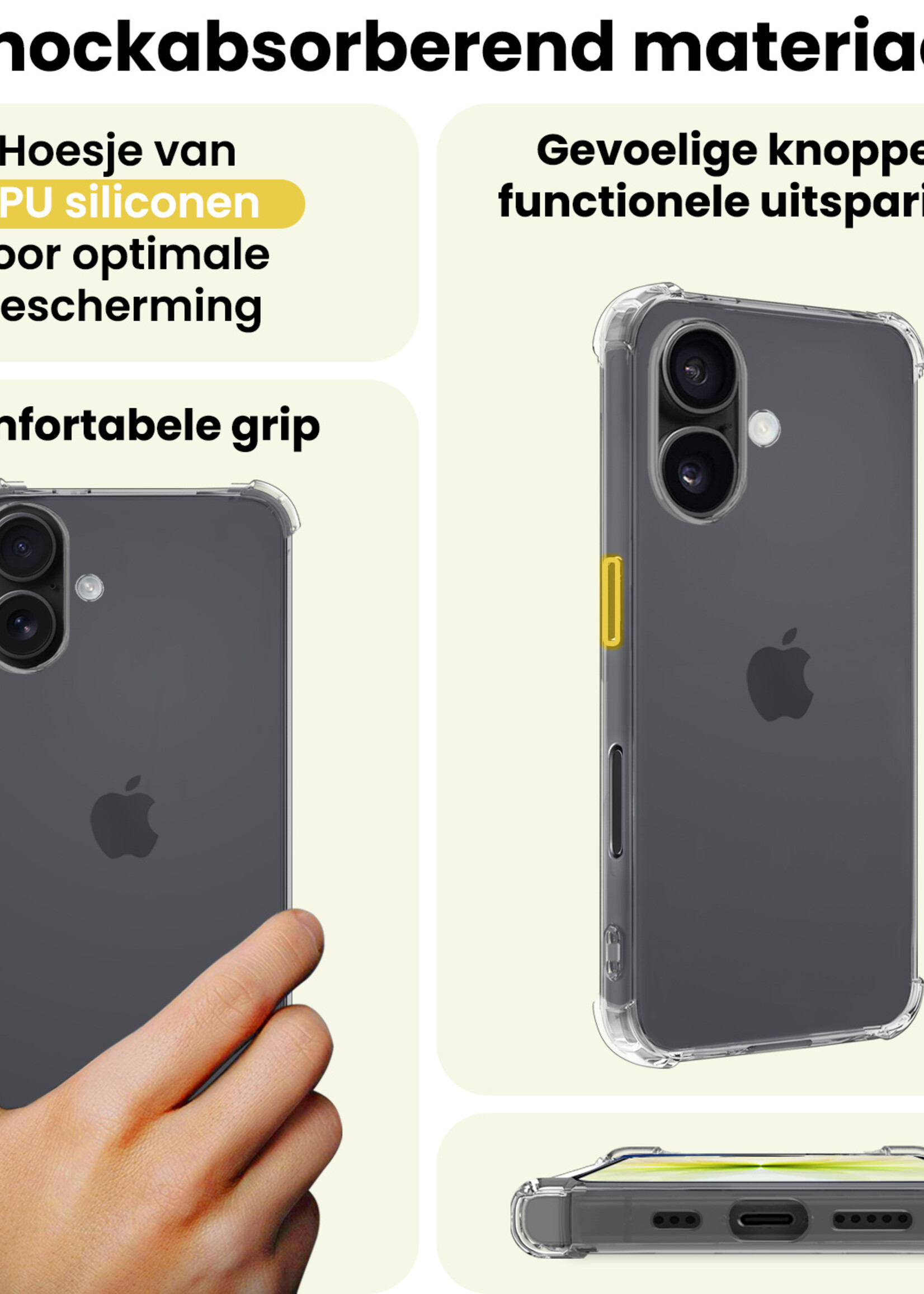 LUQ LUQ iPhone 17 Hoesje Shockproof Met 2x Screenprotector Met Dichte Notch