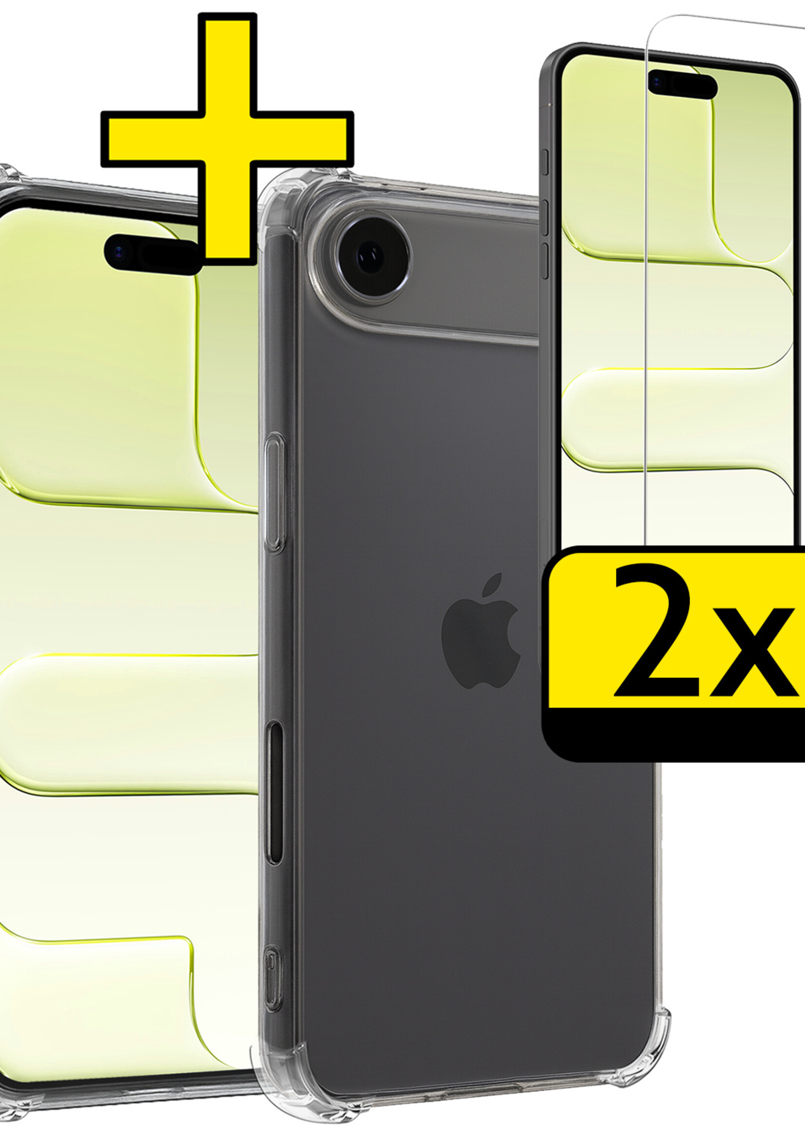 LUQ LUQ iPhone Air Hoesje Shockproof Met 2x Screenprotector Met Dichte Notch