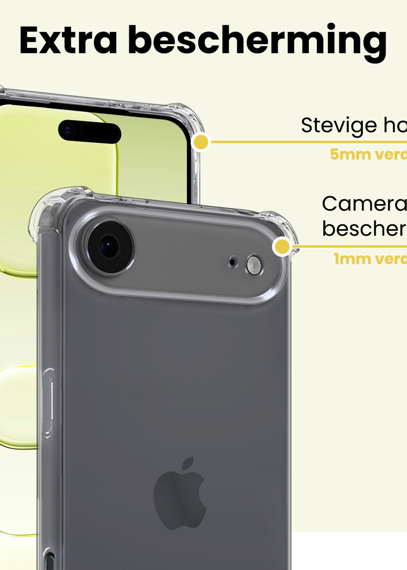 LUQ LUQ iPhone Air Hoesje Shockproof Met 2x Screenprotector Met Dichte Notch