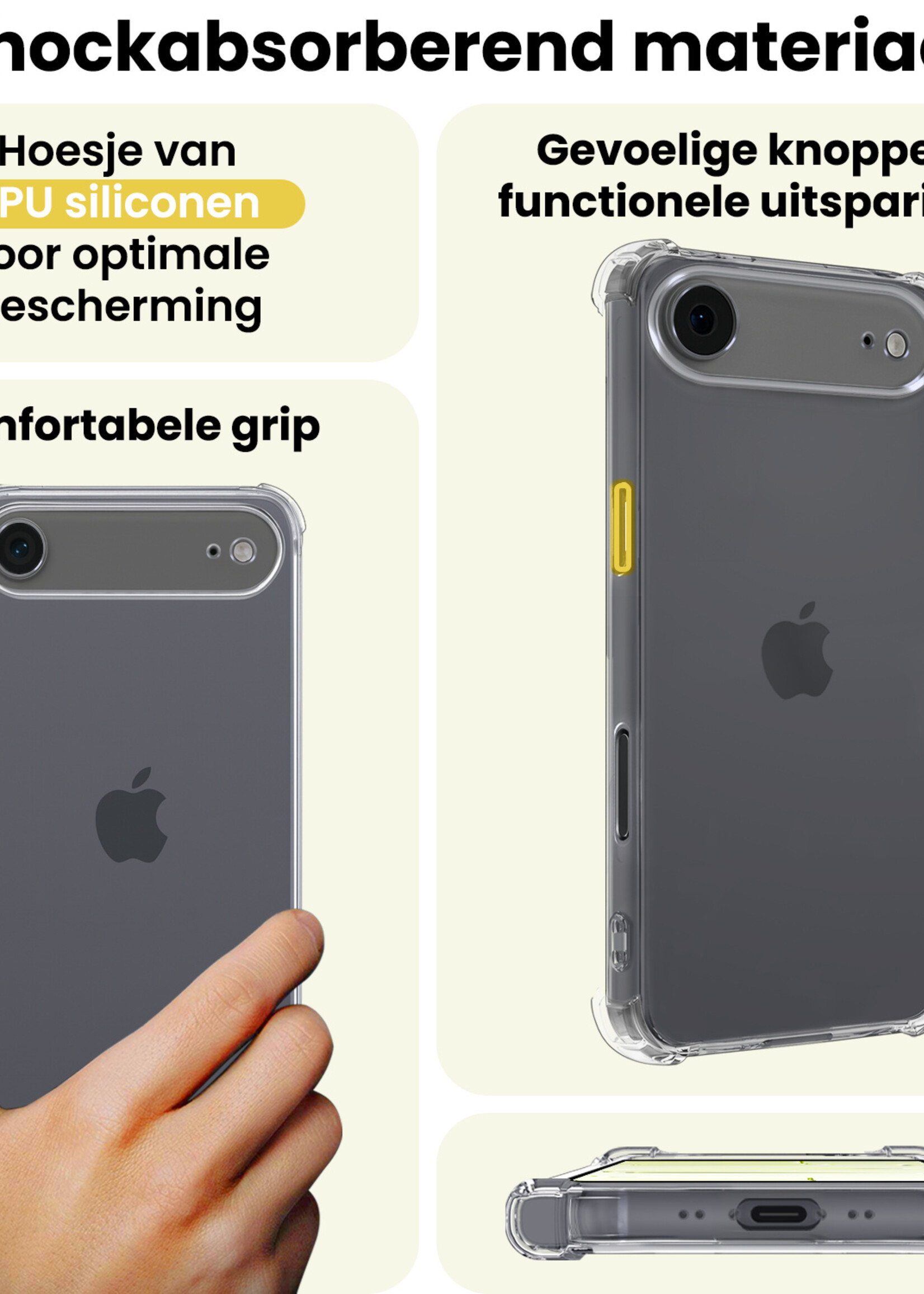 LUQ LUQ iPhone Air Hoesje Shockproof Met 2x Screenprotector Met Dichte Notch