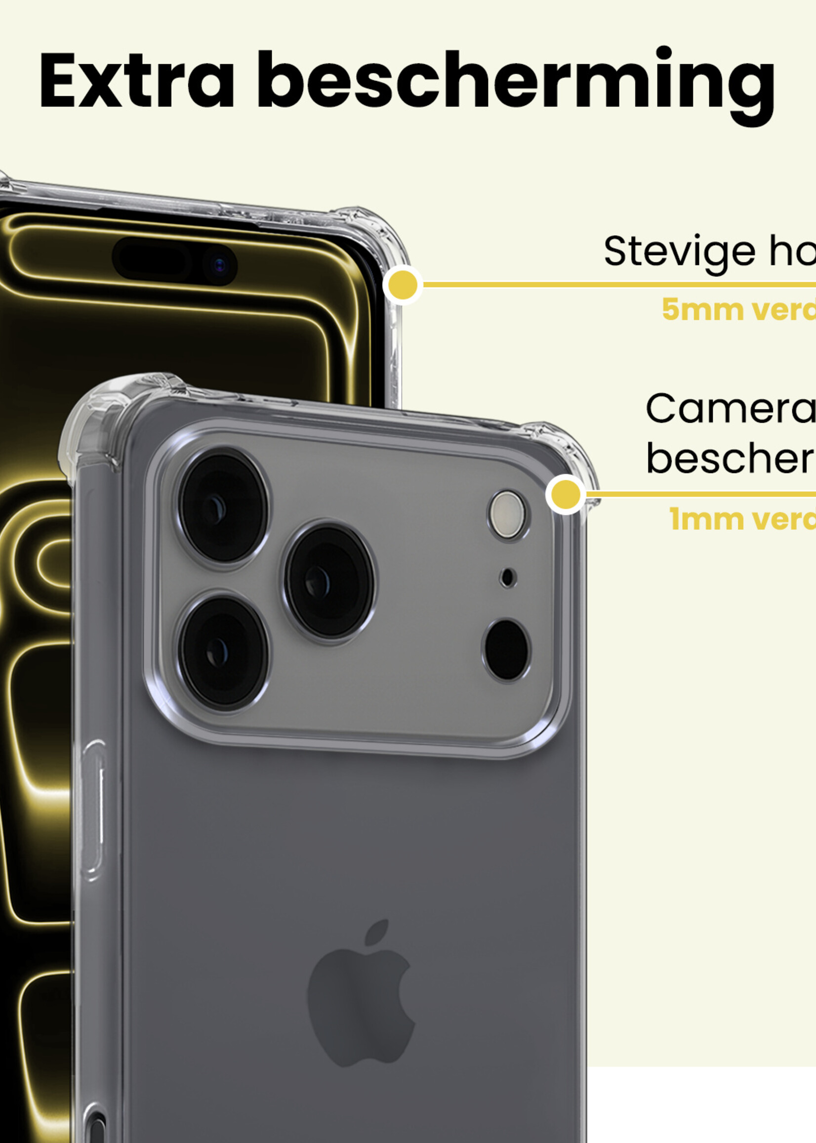 LUQ LUQ iPhone 17 Pro Hoesje Shockproof - Transparant - 2 PACK