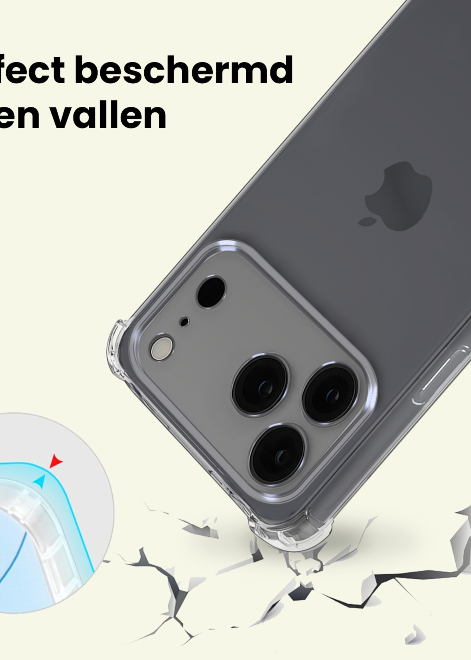 LUQ LUQ iPhone 17 Pro Hoesje Shockproof - Transparant - 2 PACK