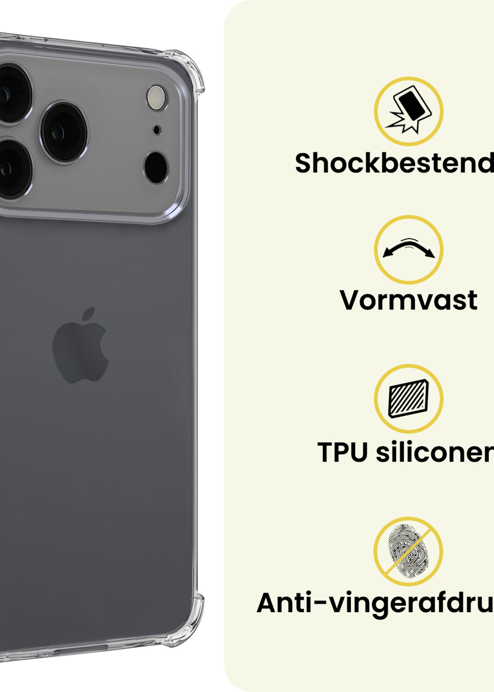 LUQ LUQ iPhone 17 Pro Hoesje Shockproof Met Screenprotector Met Dichte Notch