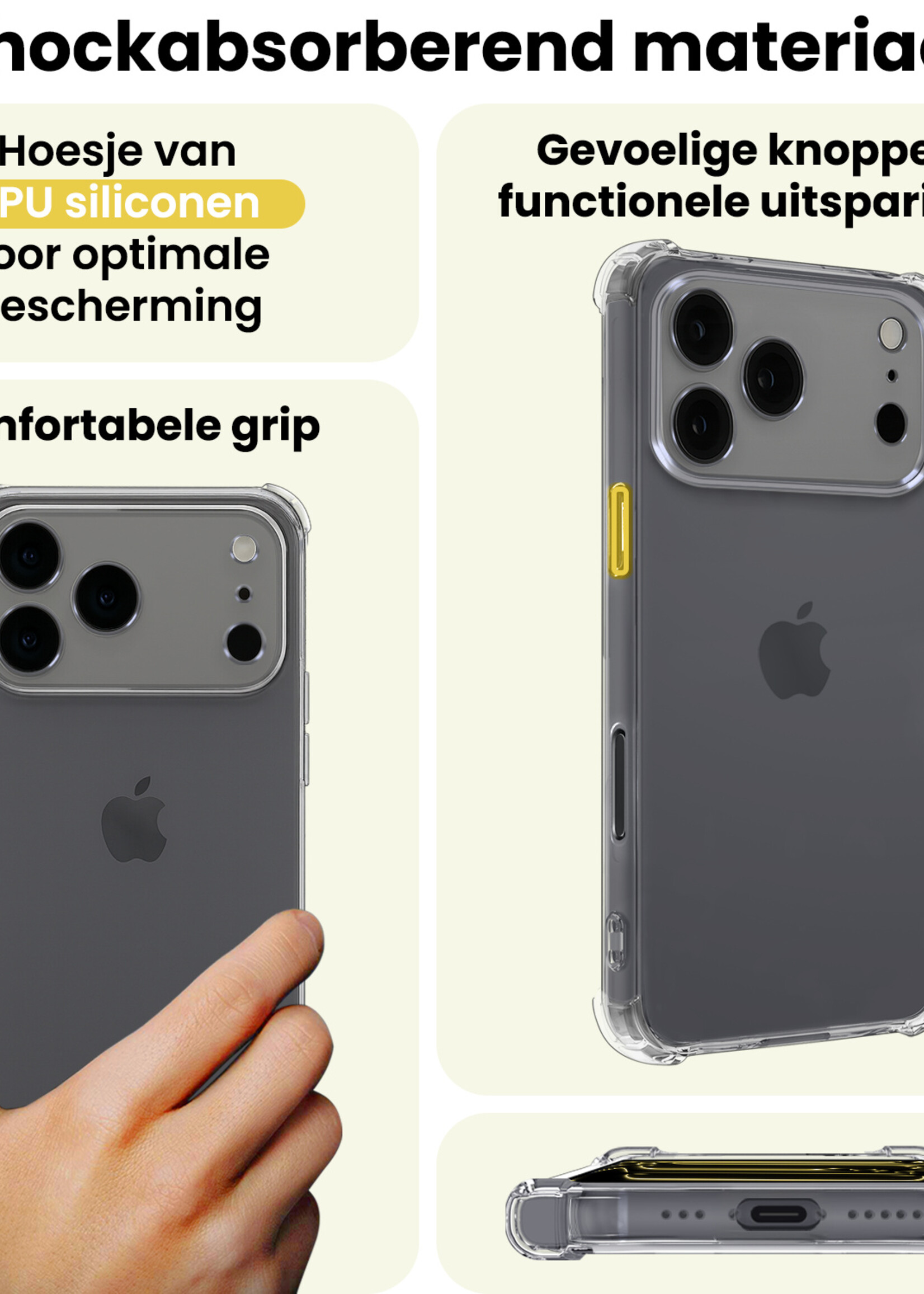 LUQ LUQ iPhone 17 Pro Max Hoesje Shockproof Met Screenprotector Met Dichte Notch