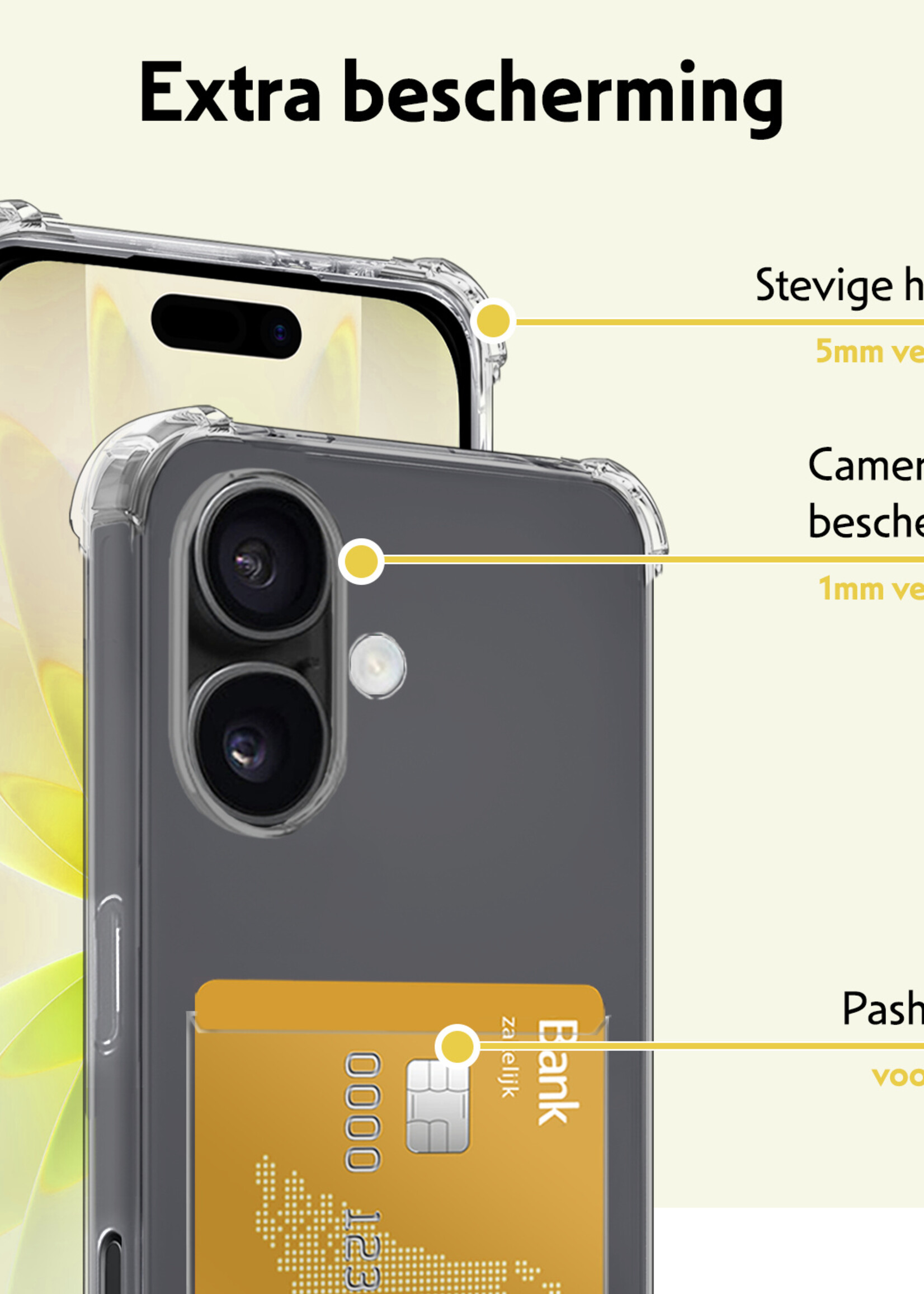 LUQ LUQ iPhone 17 Hoesje Pashouder Met 2x Screenprotector