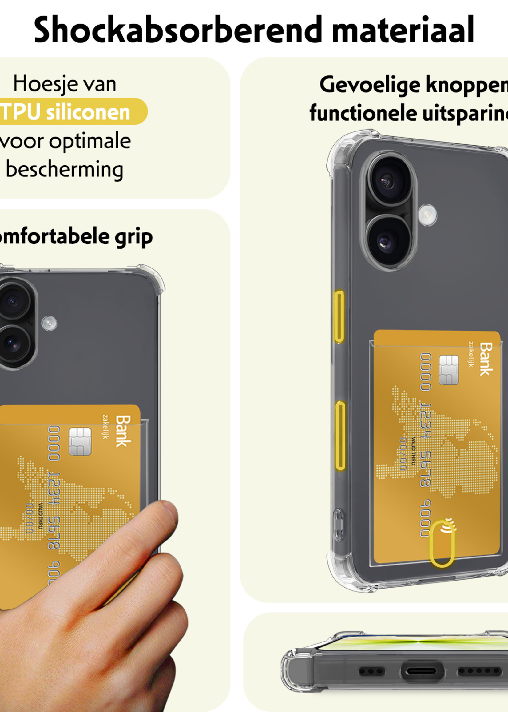 LUQ LUQ iPhone 17 Hoesje Pashouder Met 2x Screenprotector