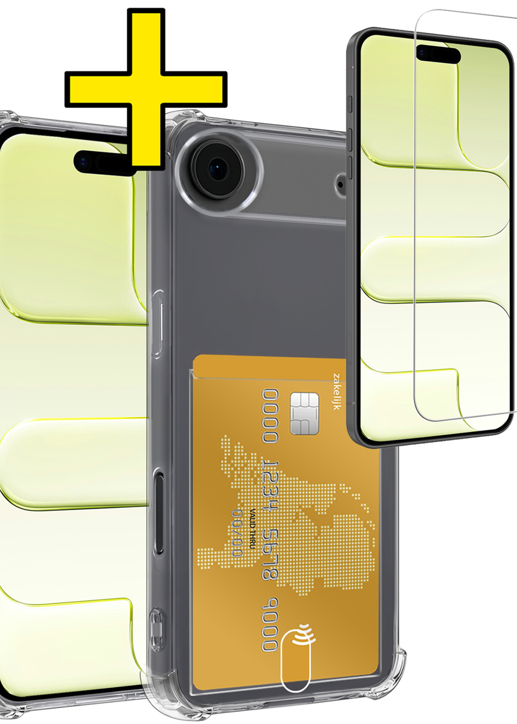 LUQ LUQ iPhone Air Hoesje Pashouder Met Screenprotector