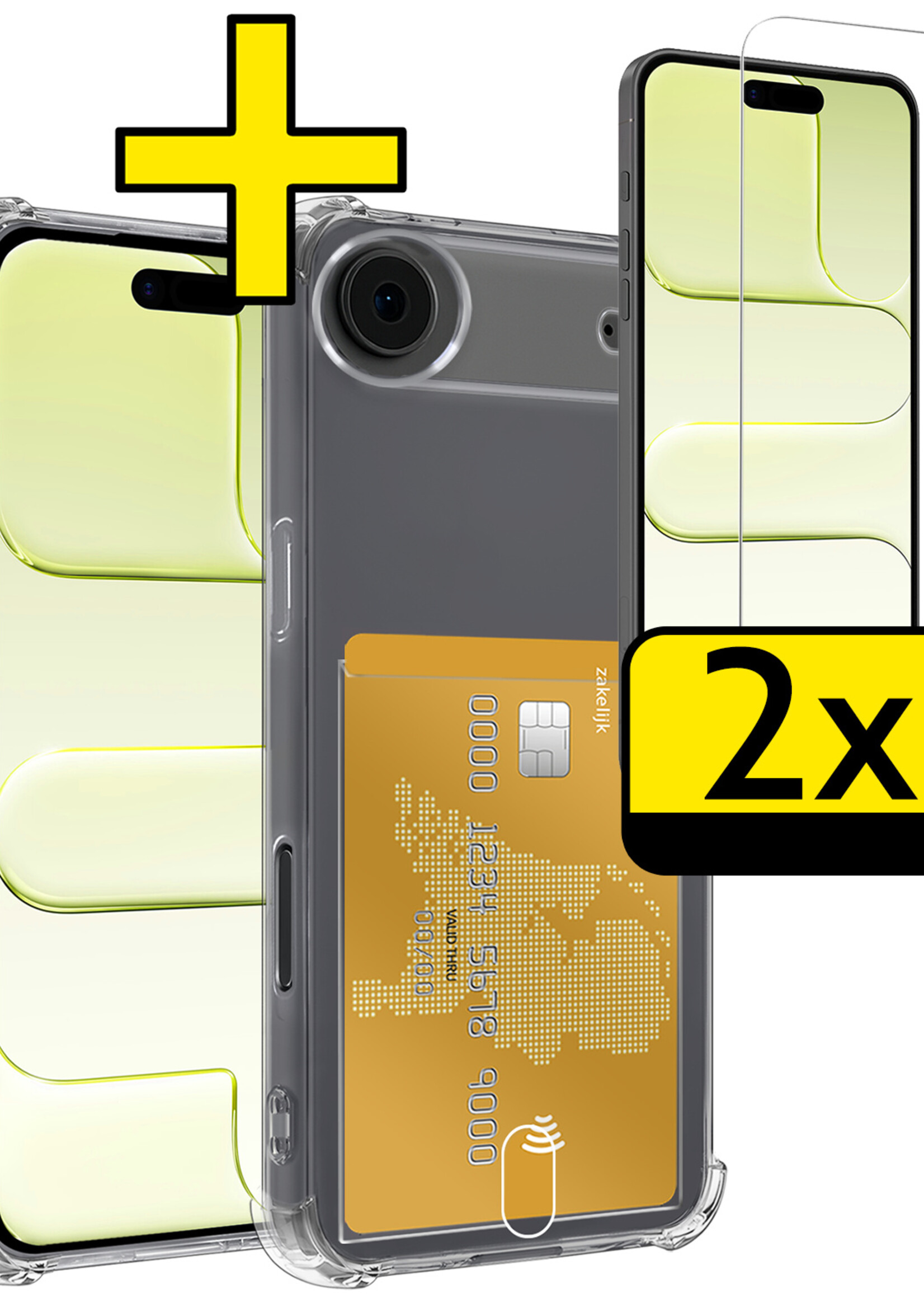 LUQ LUQ iPhone Air Hoesje Pashouder Met 2x Screenprotector