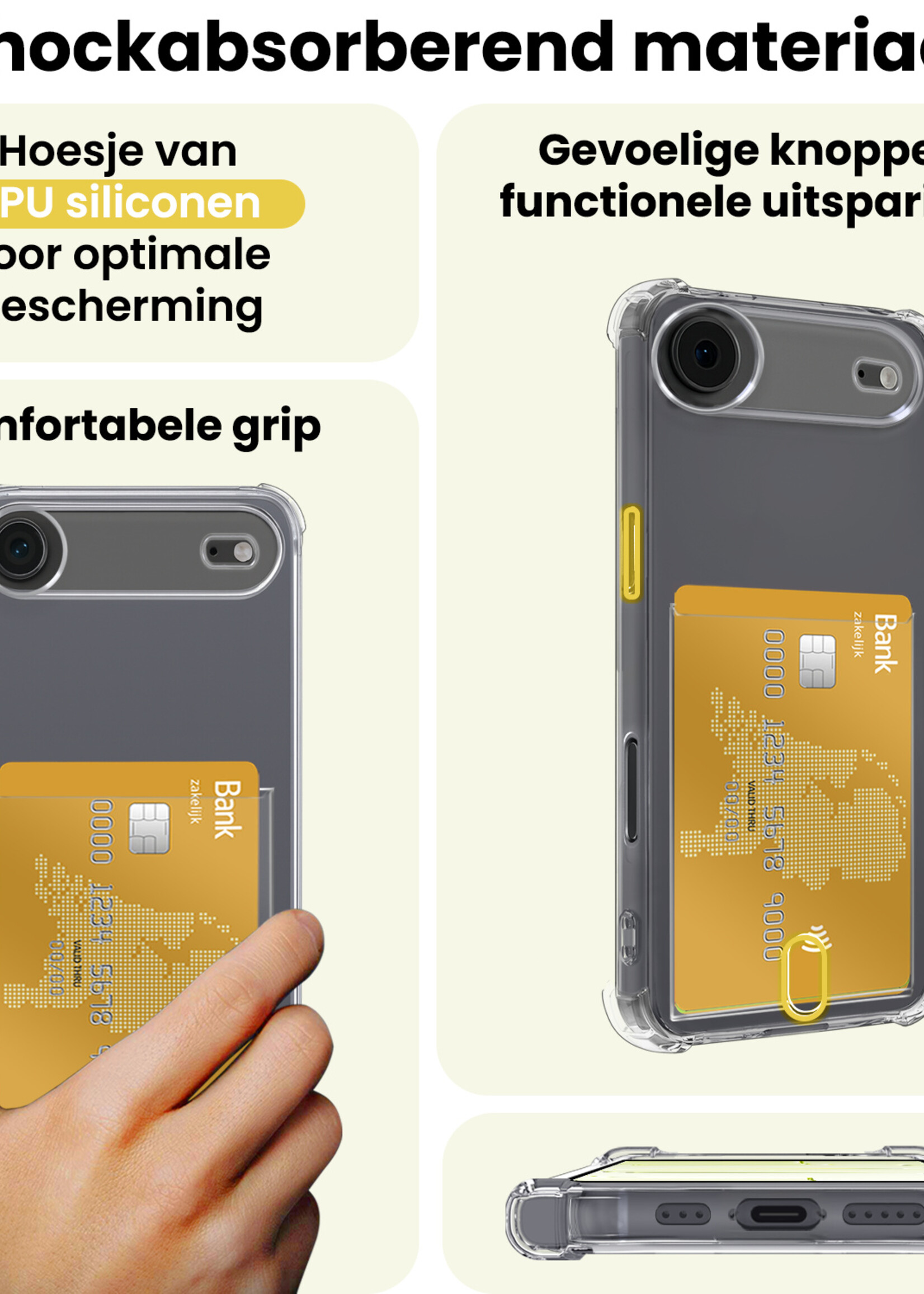 LUQ LUQ iPhone Air Hoesje Pashouder Met 2x Screenprotector