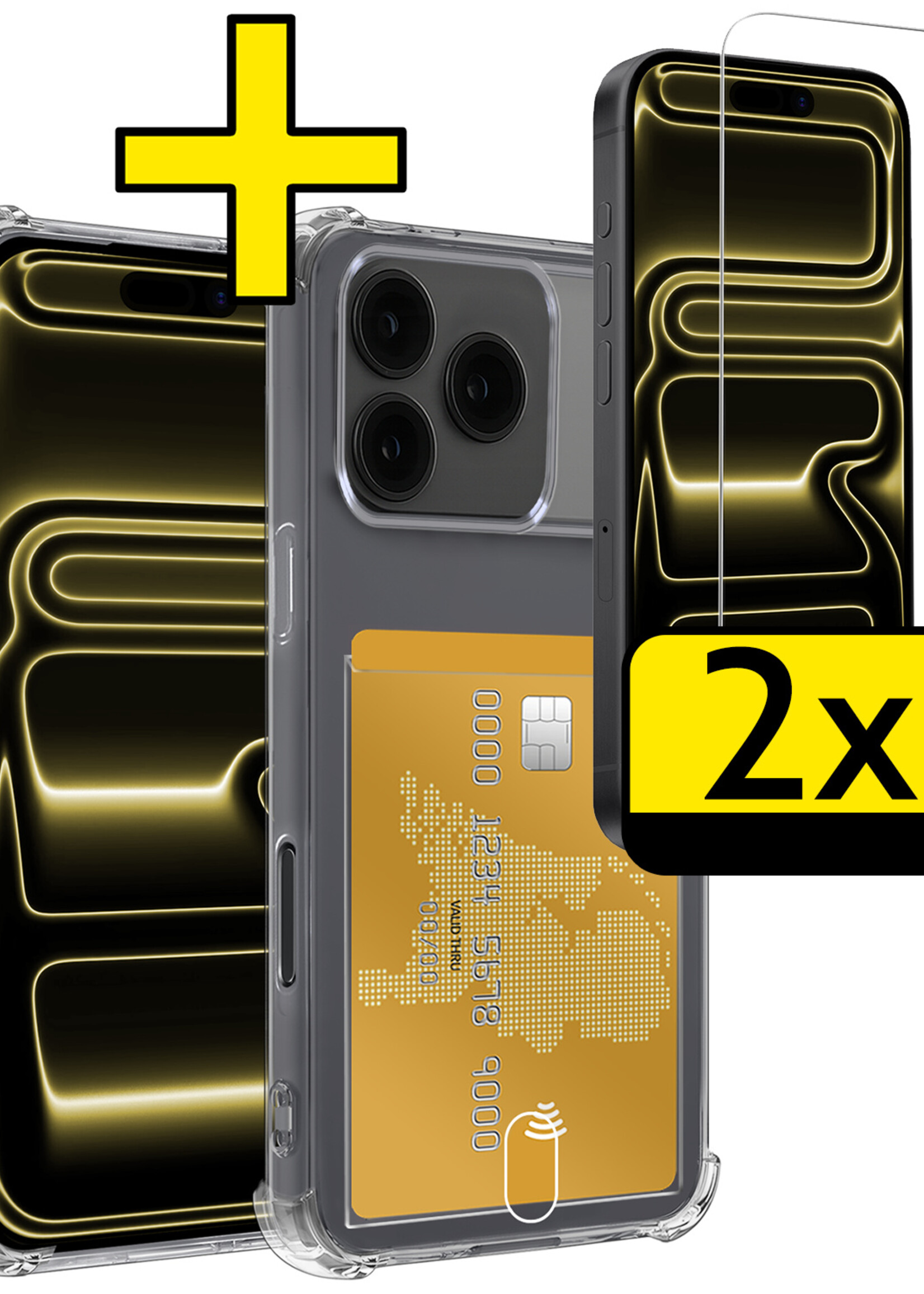 LUQ LUQ iPhone 17 Pro Max Hoesje Pashouder Met 2x Screenprotector