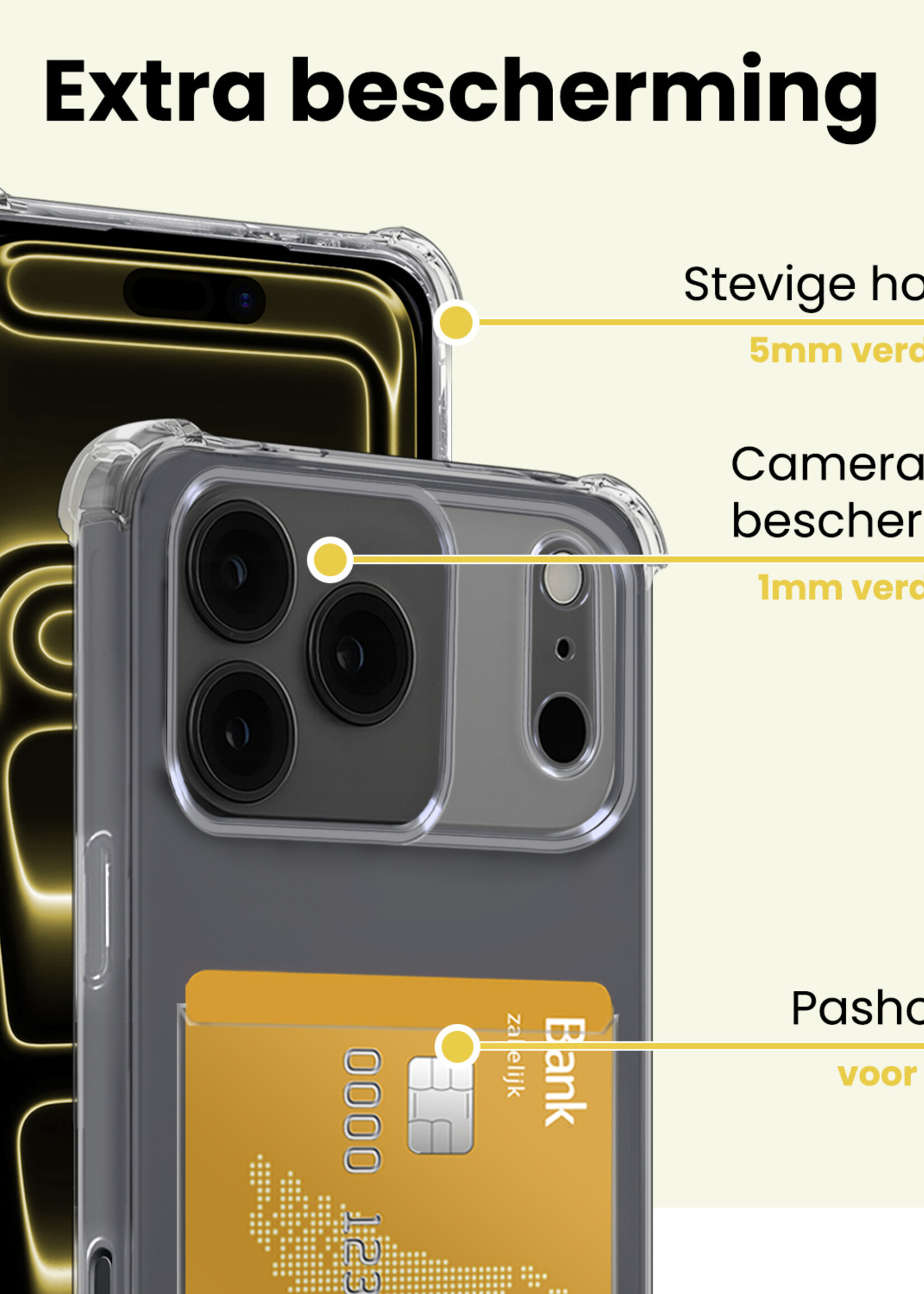 LUQ LUQ iPhone 17 Pro Max Hoesje Pashouder Met 2x Screenprotector