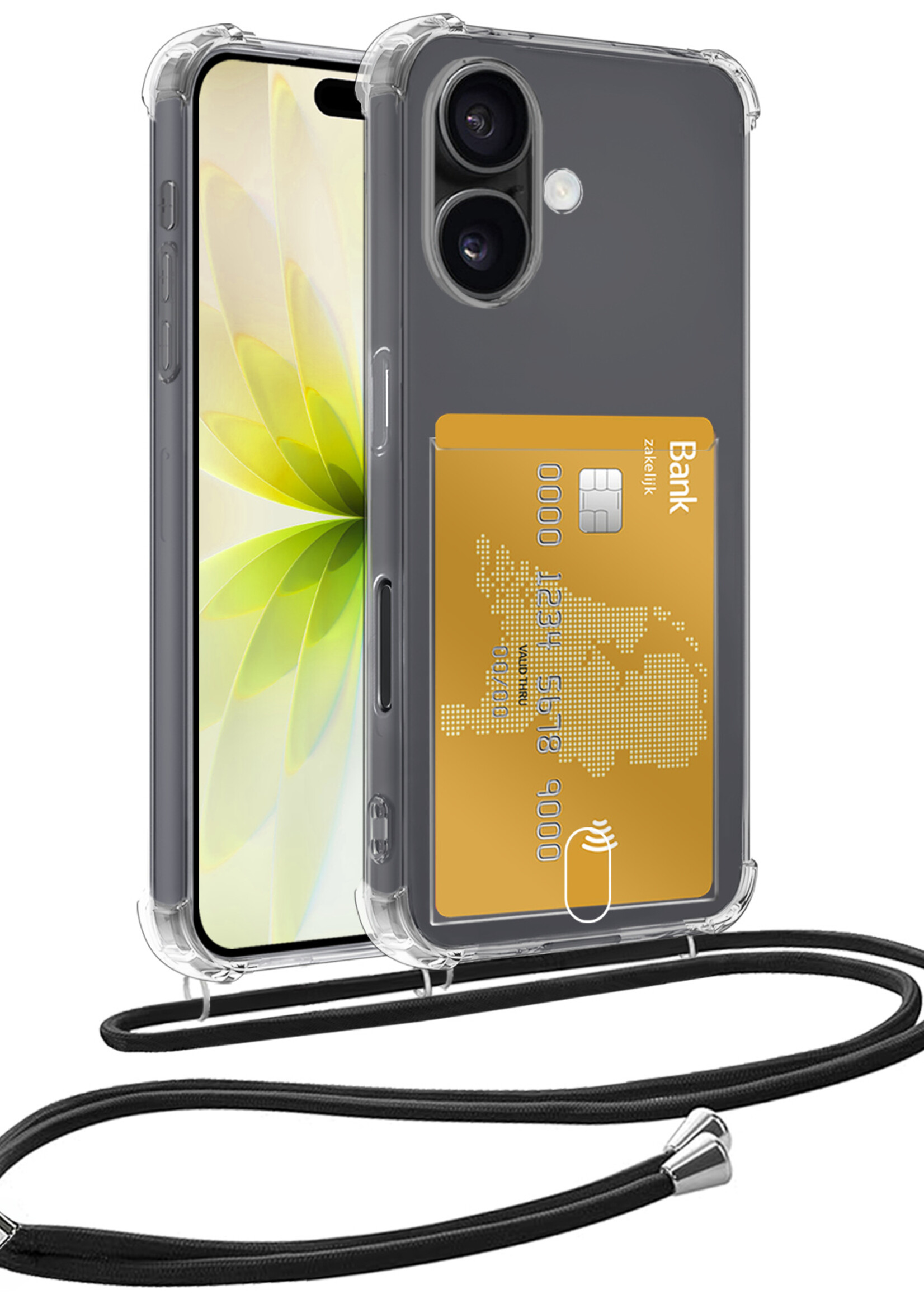 LUQ LUQ iPhone 17 Hoesje Pashouder met Koord