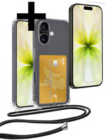 LUQ LUQ iPhone 17 Hoesje Pashouder met Koord Met Screenprotector