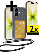 LUQ LUQ iPhone 17 Hoesje Pashouder met Koord Met 2x Screenprotector