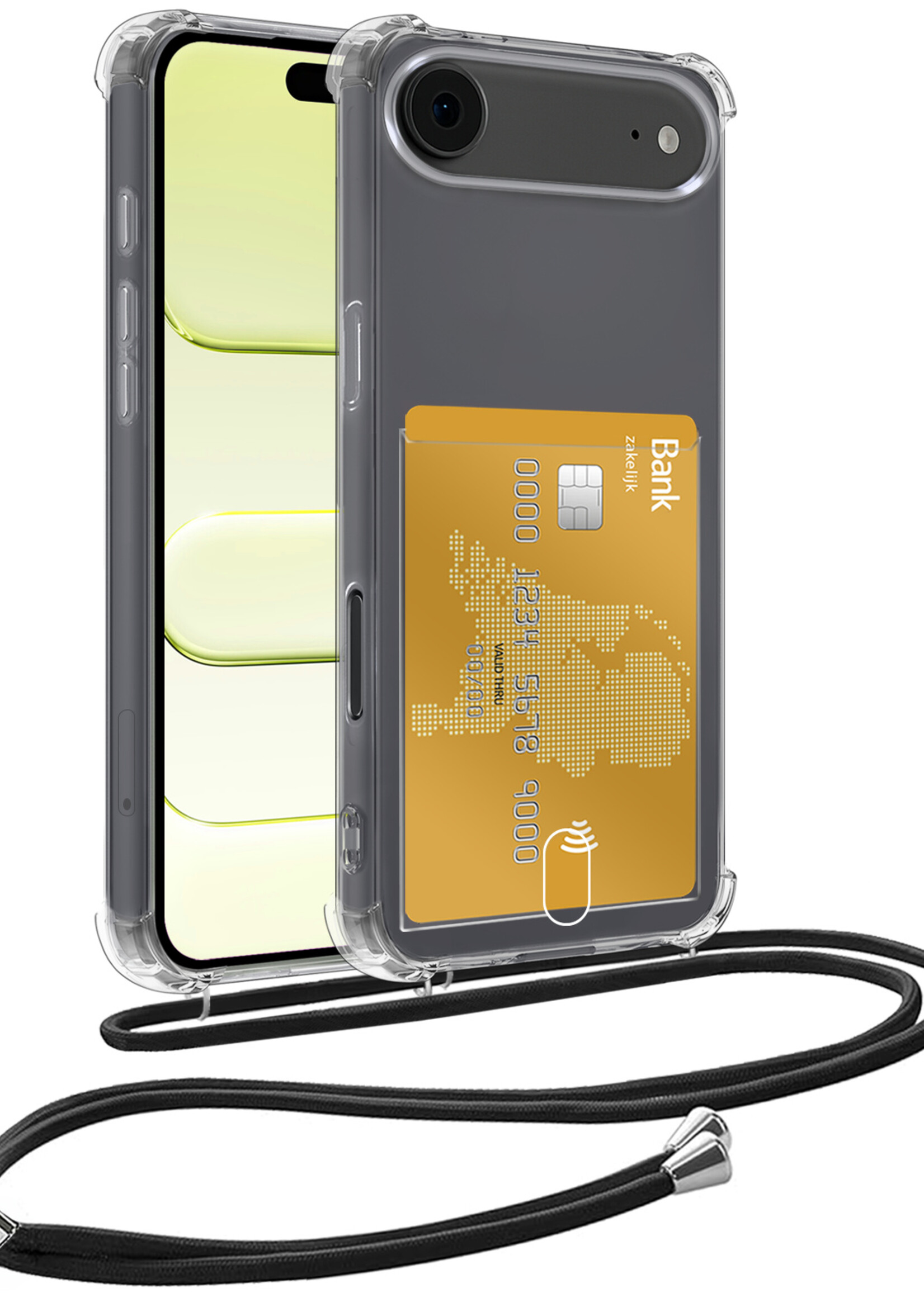 LUQ LUQ iPhone Air Hoesje Pashouder met Koord