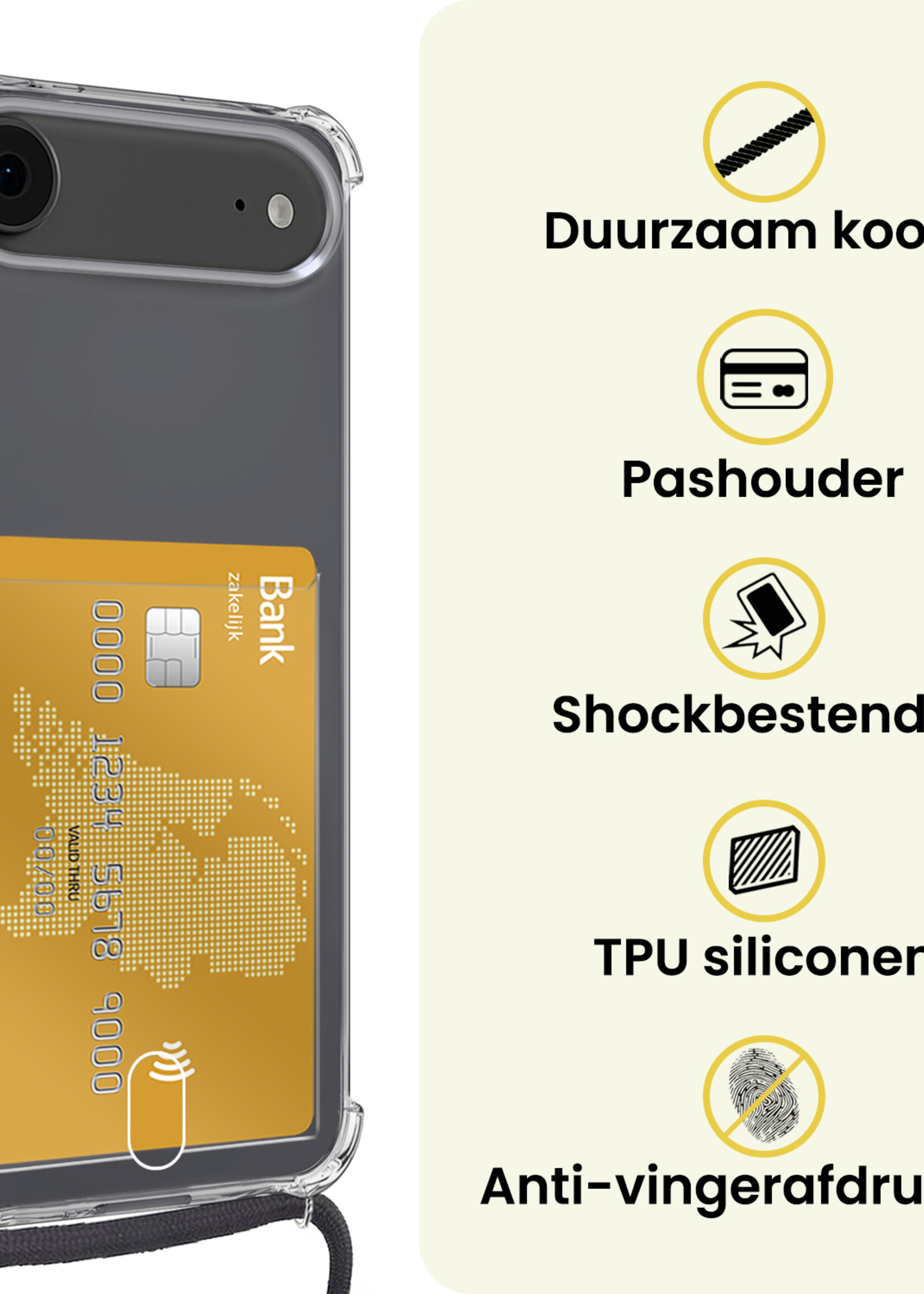 LUQ LUQ iPhone Air Hoesje Pashouder met Koord