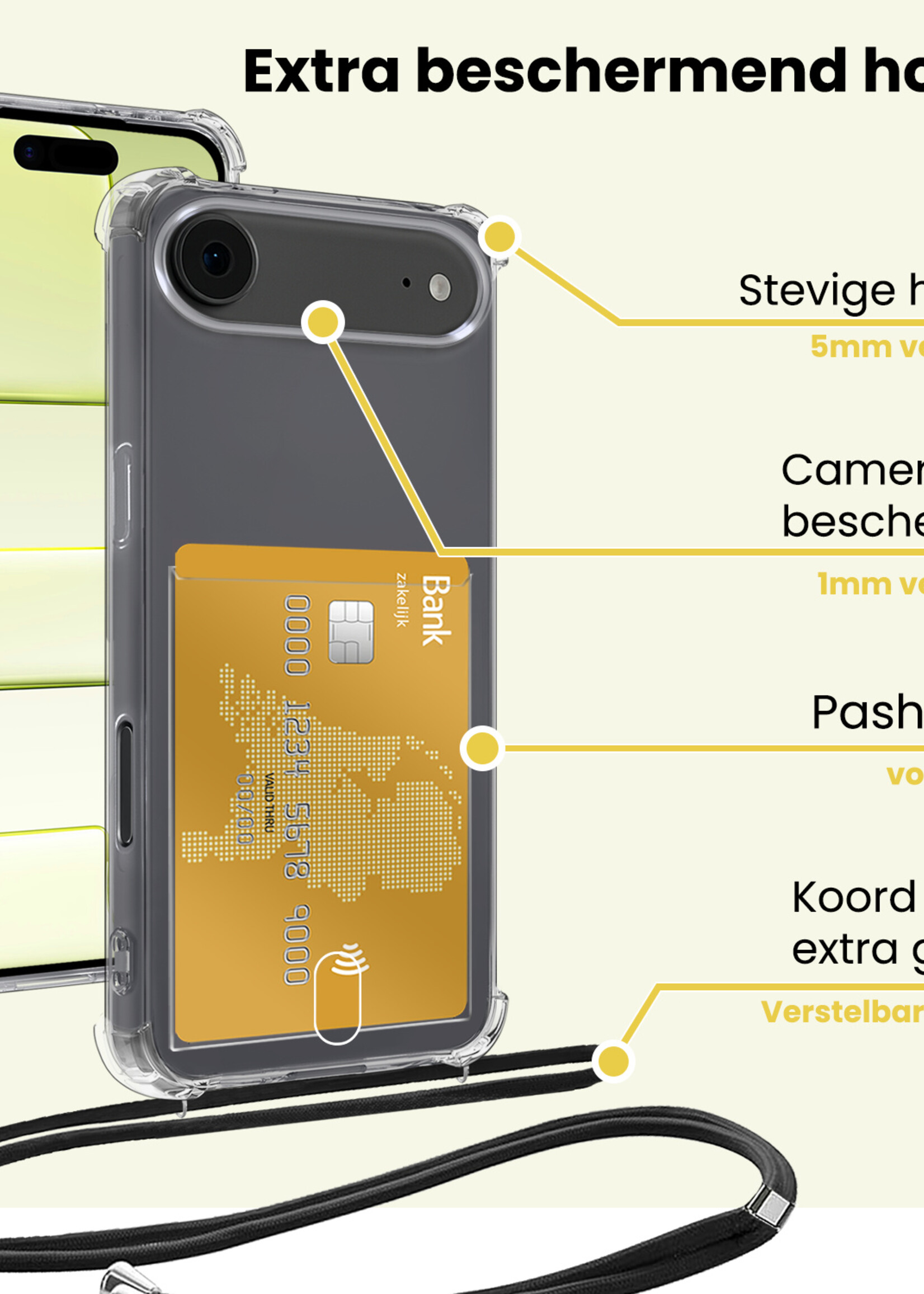 LUQ LUQ iPhone Air Hoesje Pashouder met Koord