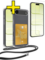 LUQ LUQ iPhone Air Hoesje Pashouder met Koord Met Screenprotector