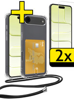 LUQ LUQ iPhone Air Hoesje Pashouder met Koord Met 2x Screenprotector