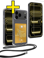 LUQ LUQ iPhone 17 Pro Hoesje Pashouder met Koord Met Screenprotector