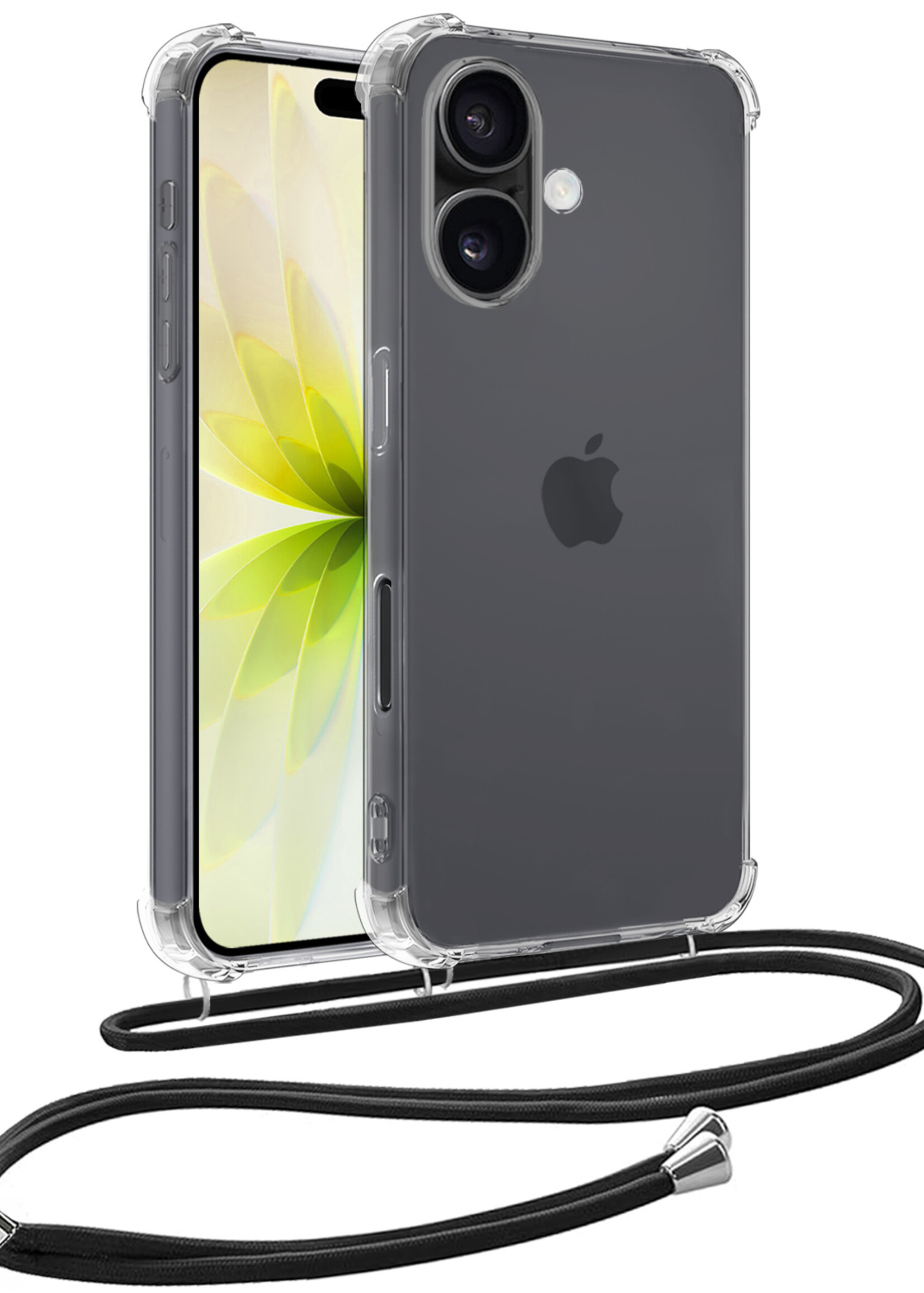 LUQ LUQ iPhone 17 Hoesje Transparant Shockproof Met Zwart Koord