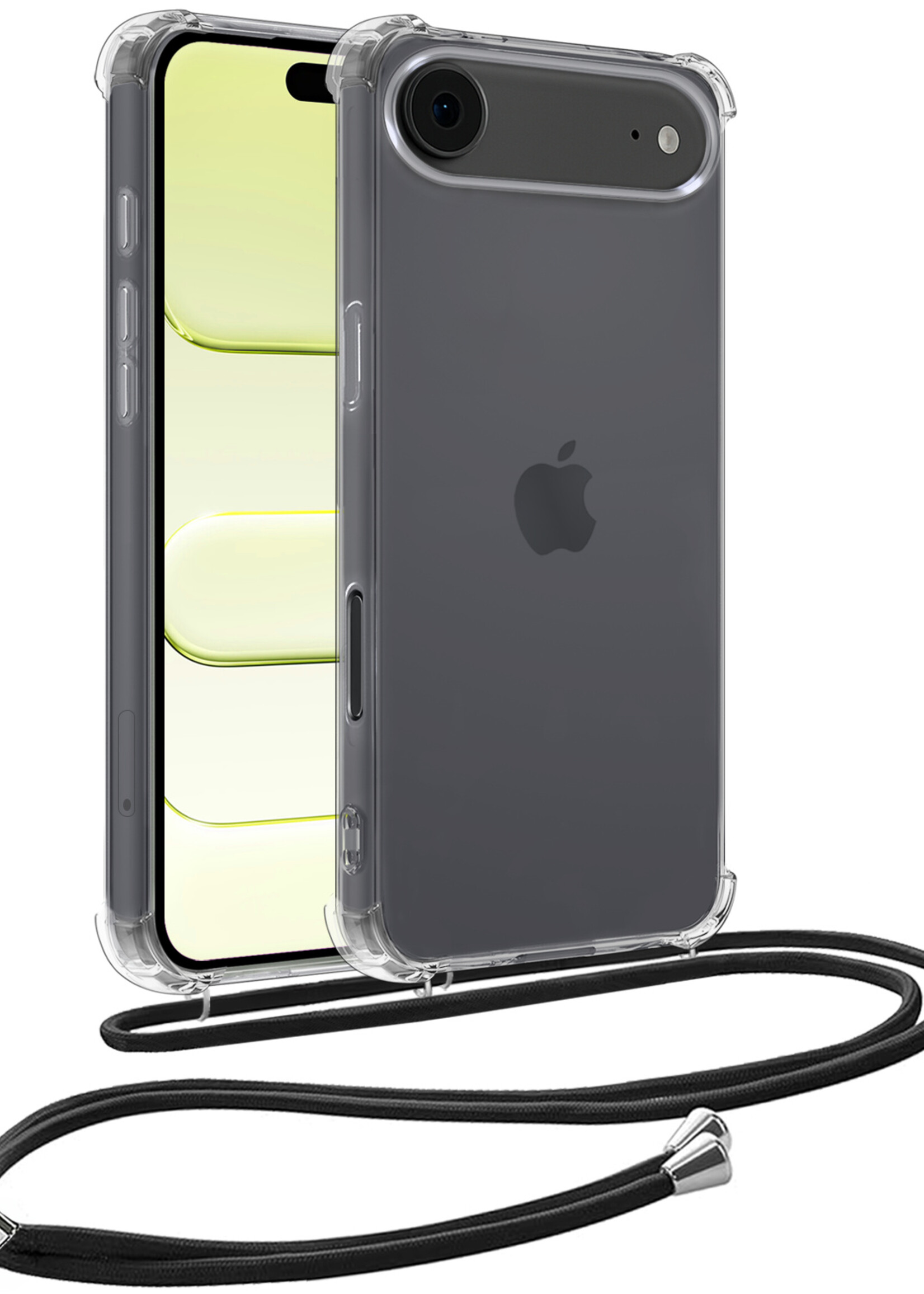 LUQ LUQ iPhone Air Hoesje Transparant Shockproof Met Zwart Koord