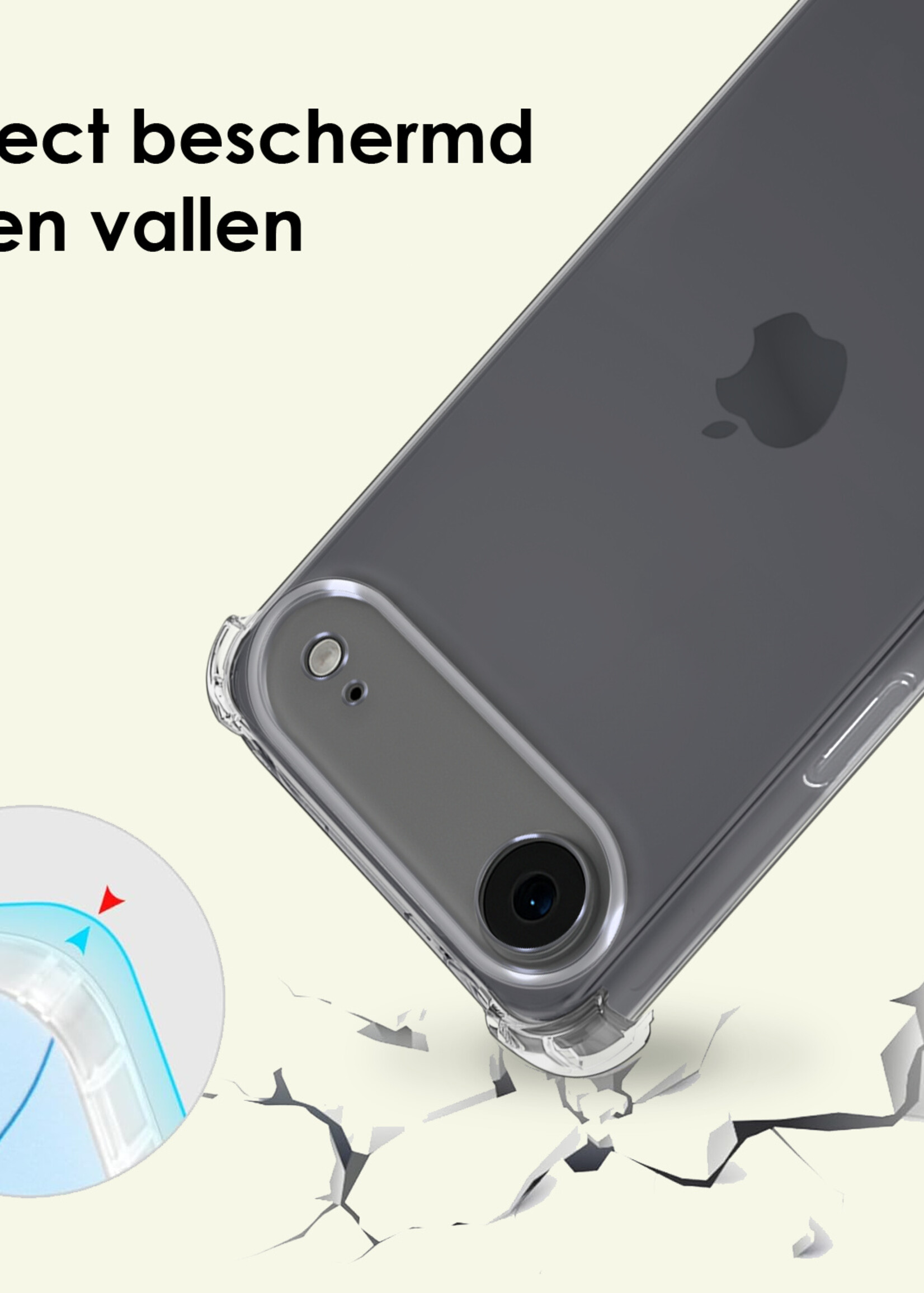LUQ LUQ iPhone Air Hoesje Transparant Shockproof Met Zwart Koord