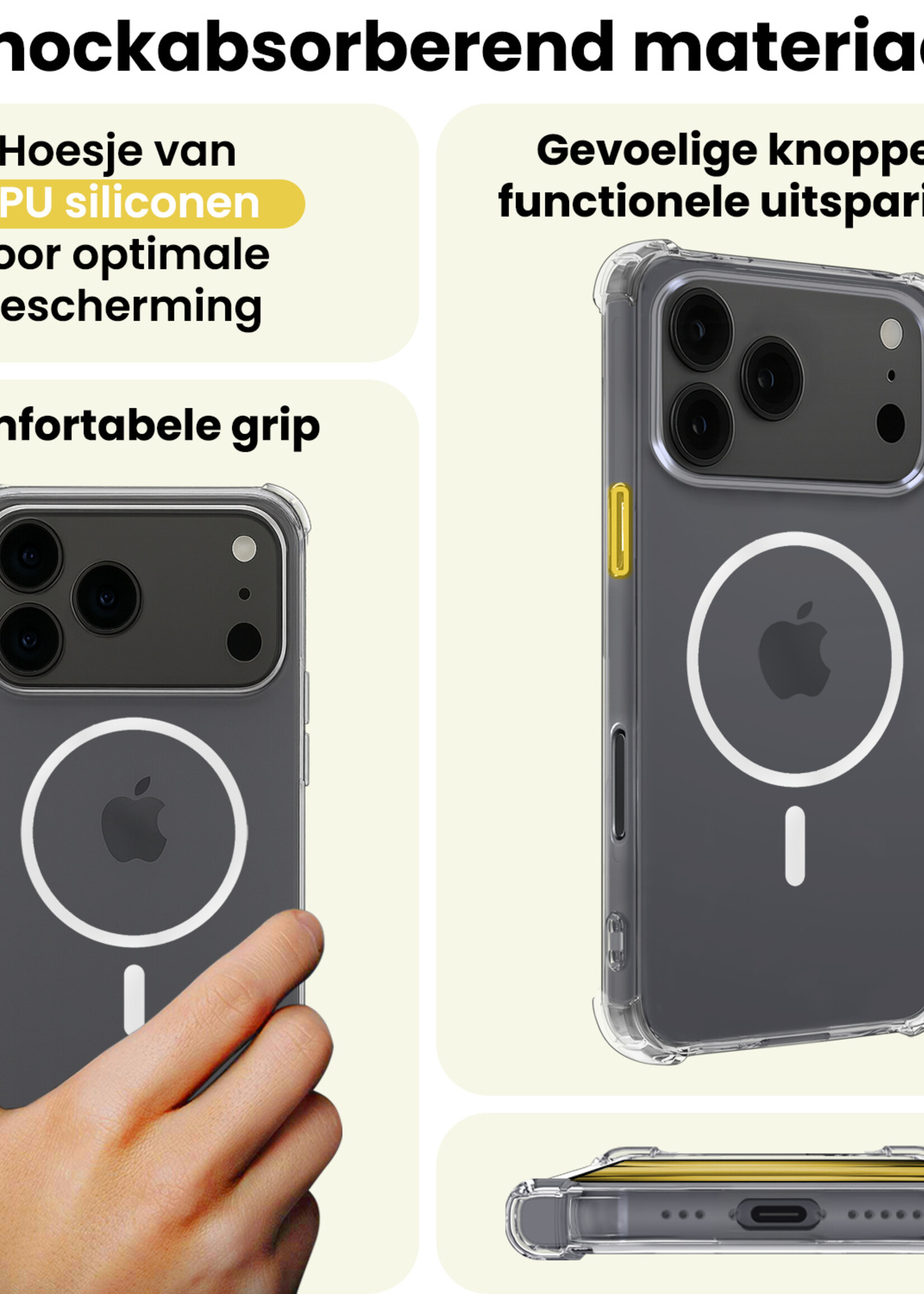 LUQ LUQ iPhone 17 Pro Magsafe Hoesje Transparant Met 2x Screenprotector