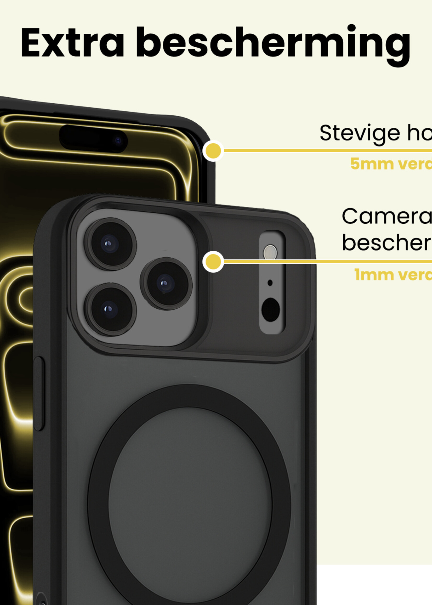 LUQ LUQ iPhone 17 Pro Magsafe Hoesje Zwart Met 2x Screenprotector