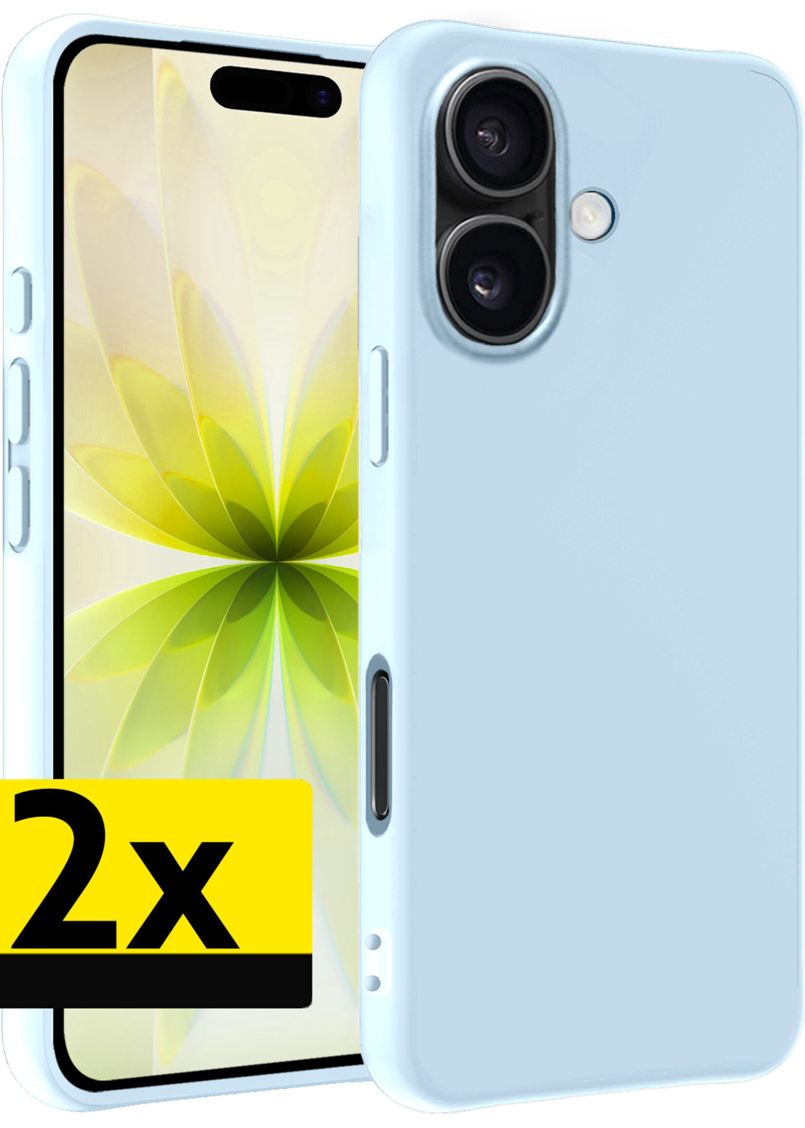 LUQ LUQ iPhone 17 Hoesje Siliconen - Lichtblauw - 2 PACK