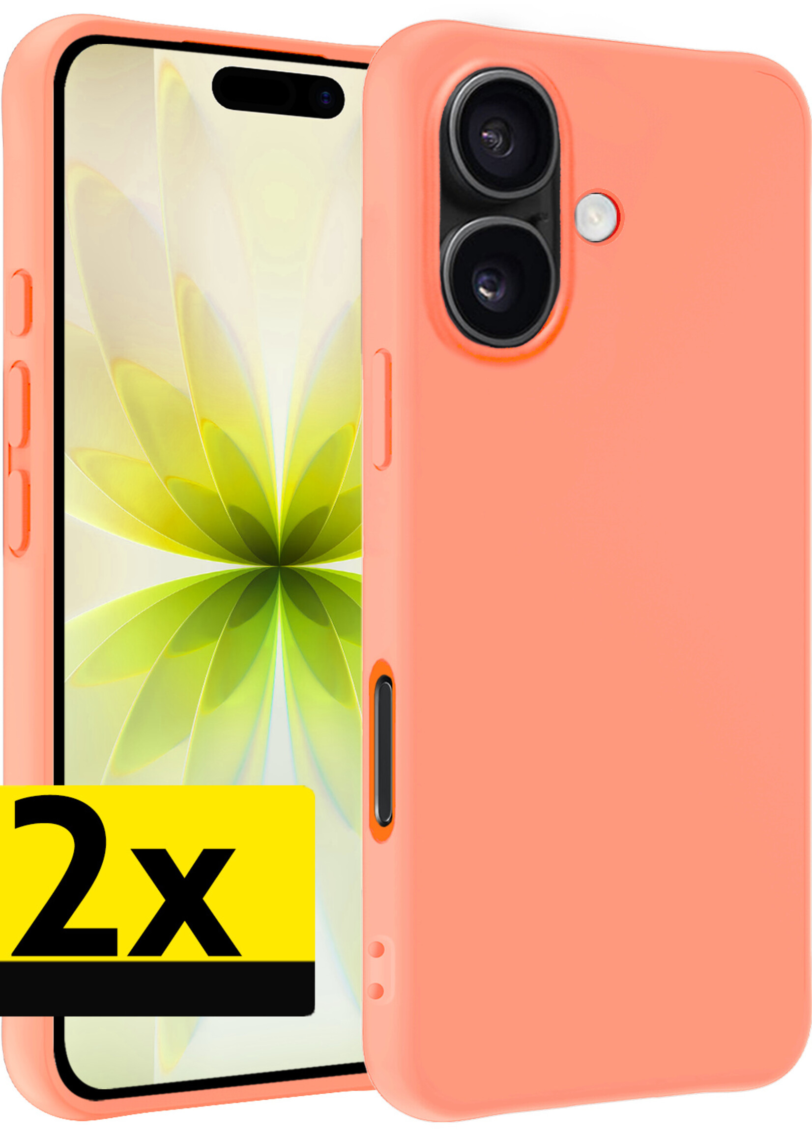 LUQ LUQ iPhone 17 Hoesje Siliconen - Perzik - 2 PACK