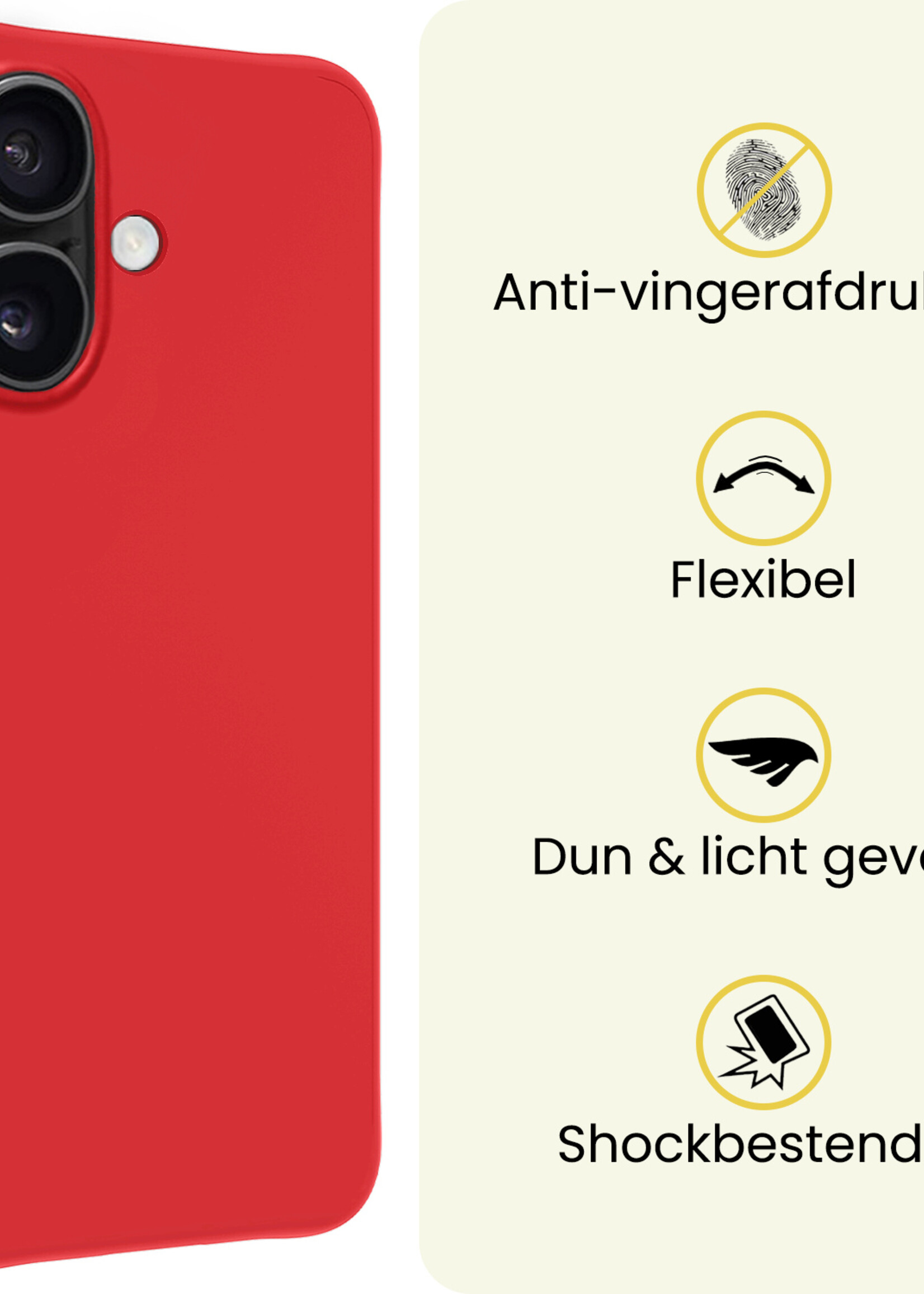 LUQ LUQ iPhone 17 Hoesje Siliconen - Rood - 2 PACK