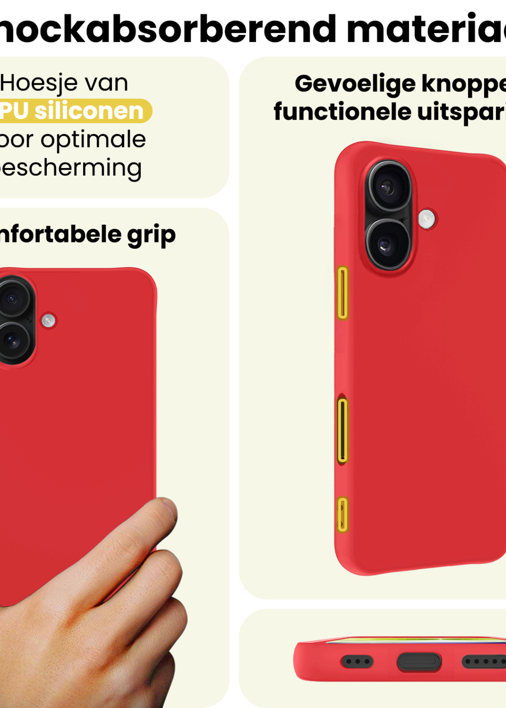 LUQ LUQ iPhone 17 Hoesje Siliconen - Rood - 2 PACK