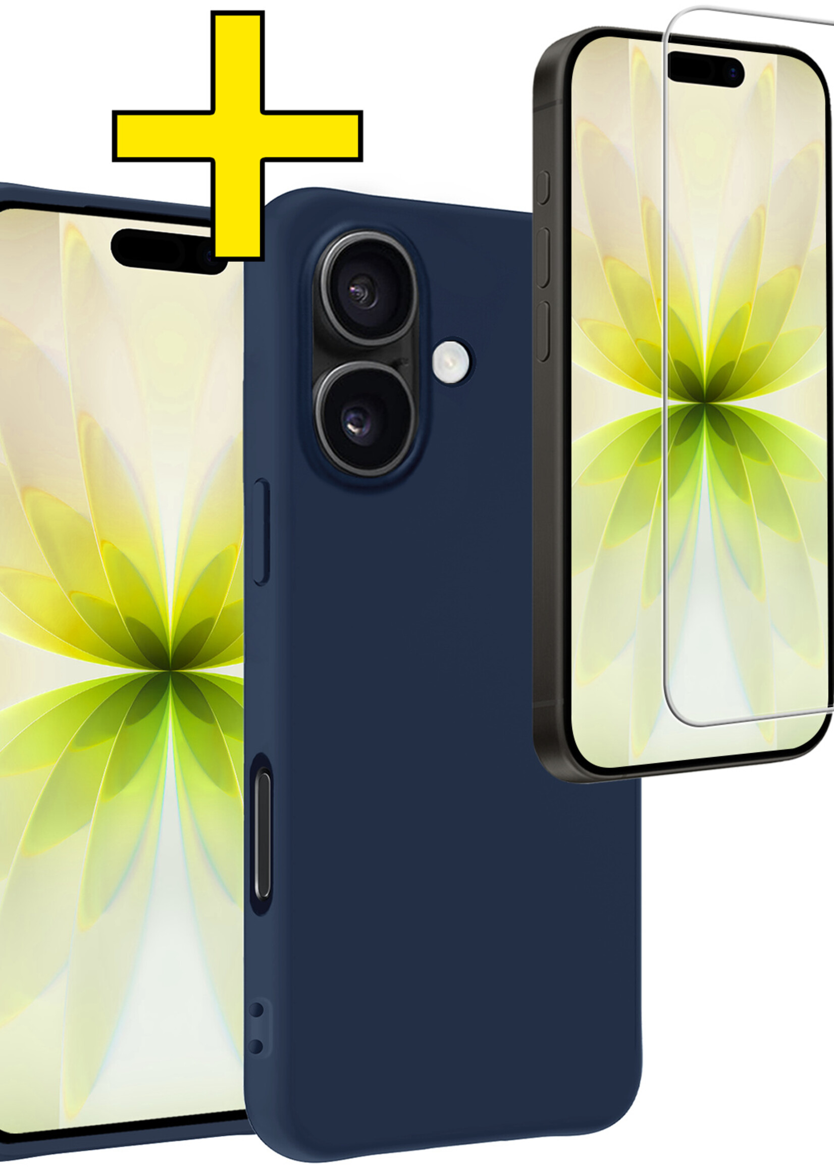 LUQ LUQ iPhone 17 Hoesje Siliconen Met Screenprotector Met Dichte Notch - Donkerblauw