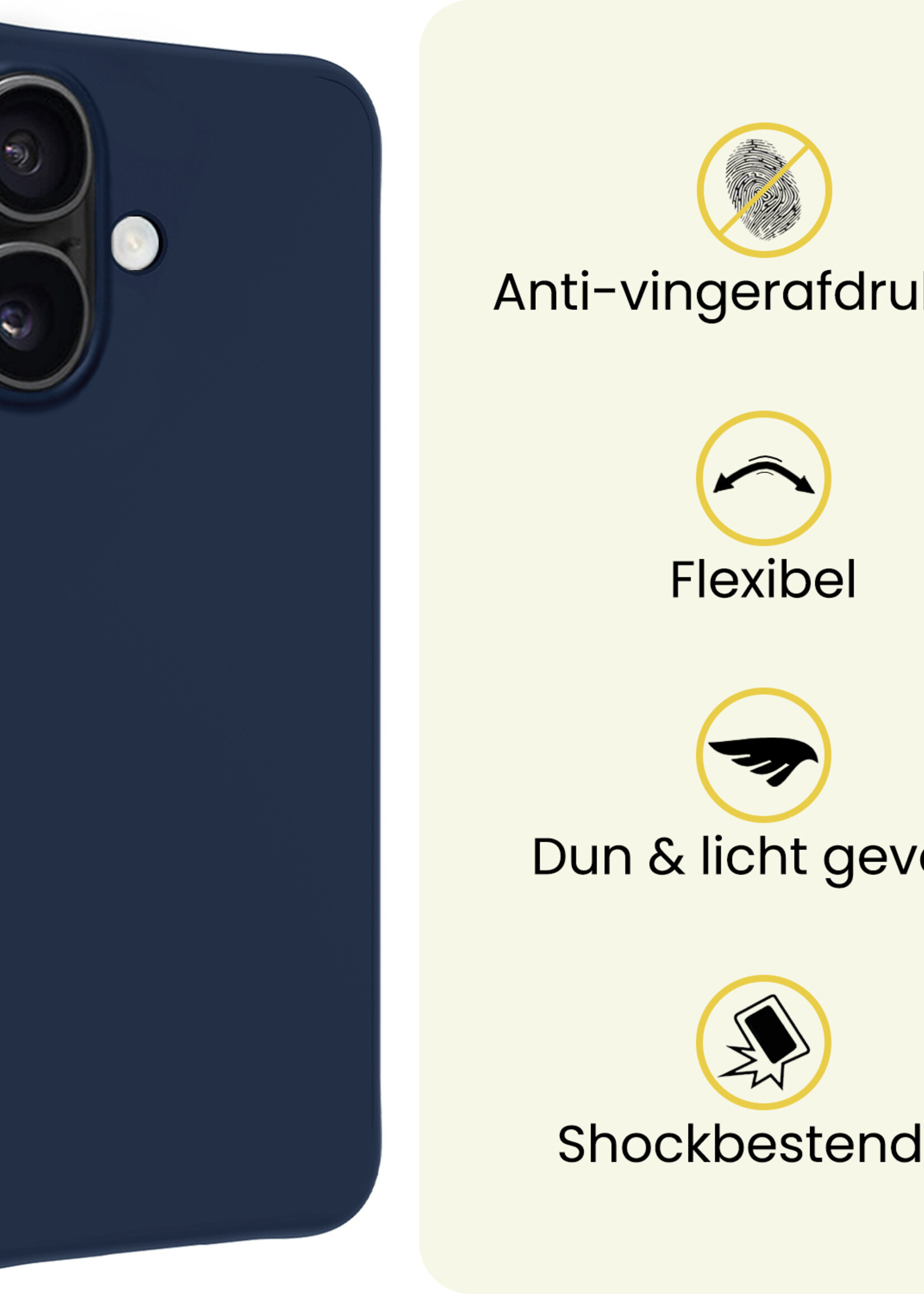 LUQ LUQ iPhone 17 Hoesje Siliconen Met Screenprotector Met Dichte Notch - Donkerblauw