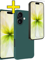 LUQ LUQ iPhone 17 Hoesje Siliconen Met Screenprotector Met Dichte Notch - Donkergroen